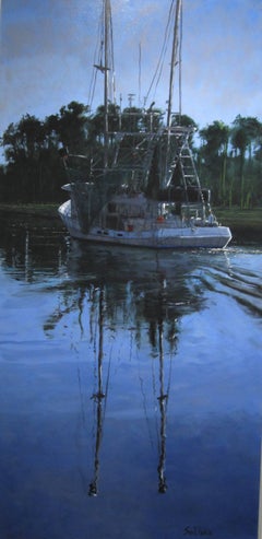 Shrimper and Reflection original oil by Billy Solitario