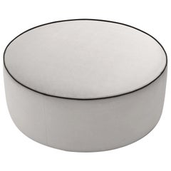 Billy White Round Pouf