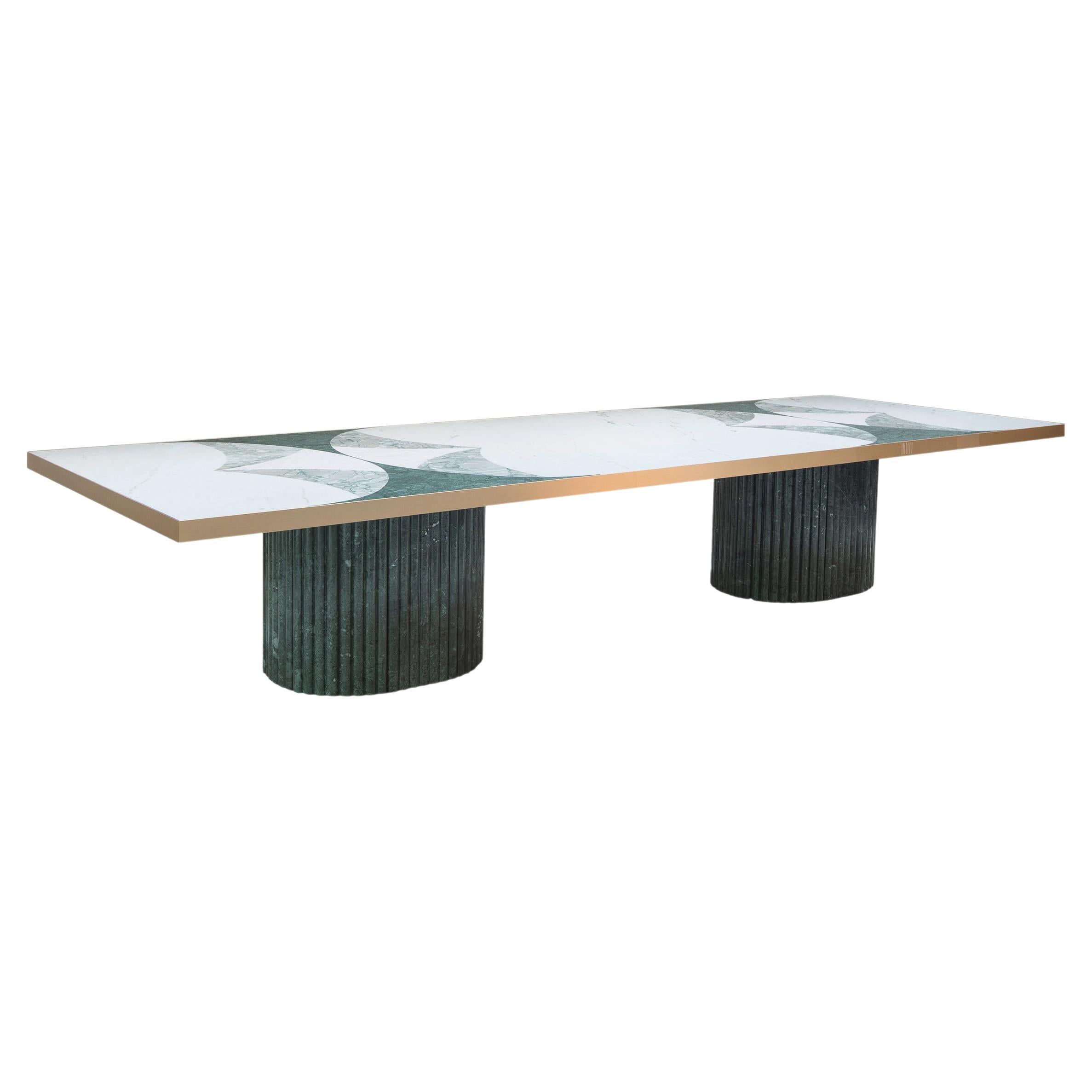Modern Biloba Dining Table Calacatta Marble Handmade in Portugal by Greenapple For Sale