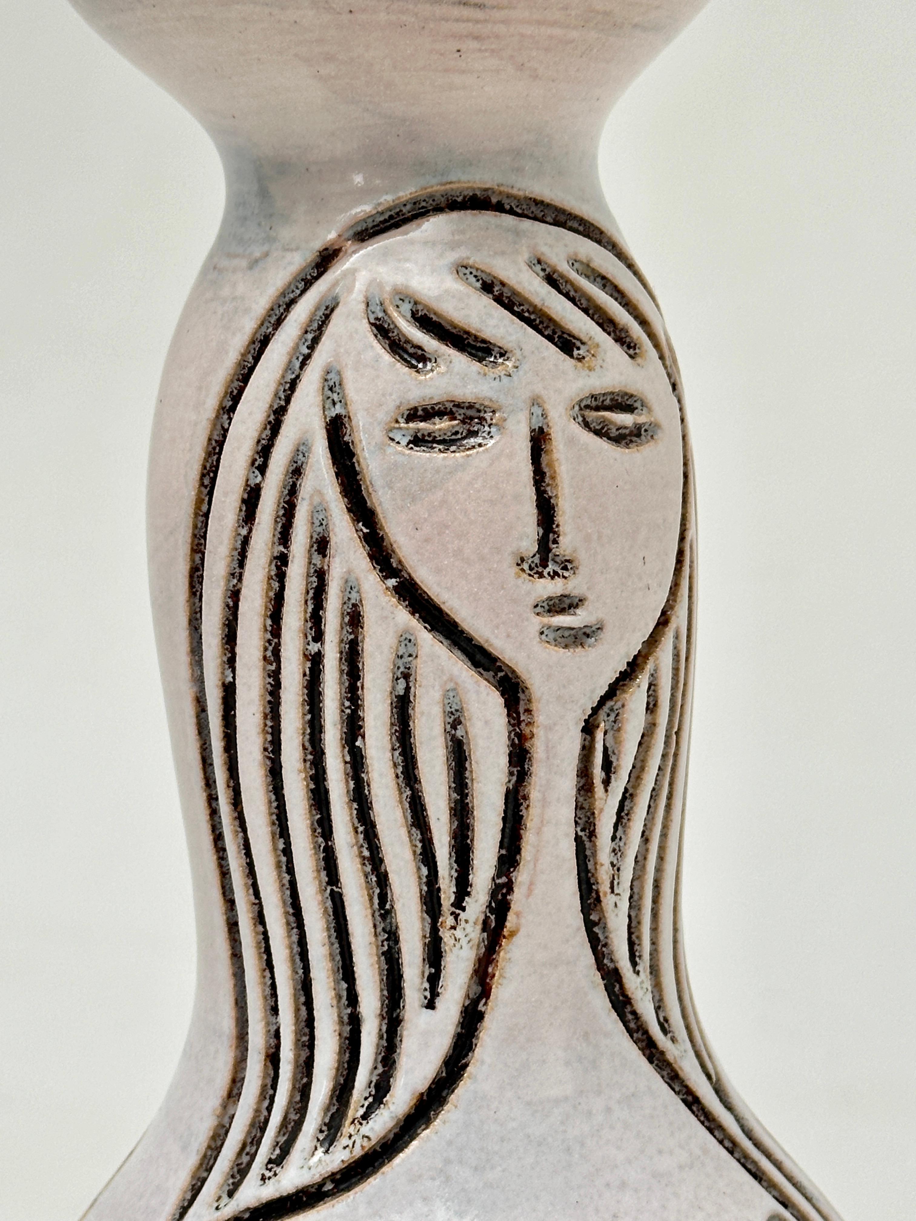 Mid-Century Modern Vase Bilobed, Accolay, France, vers 1960 en vente