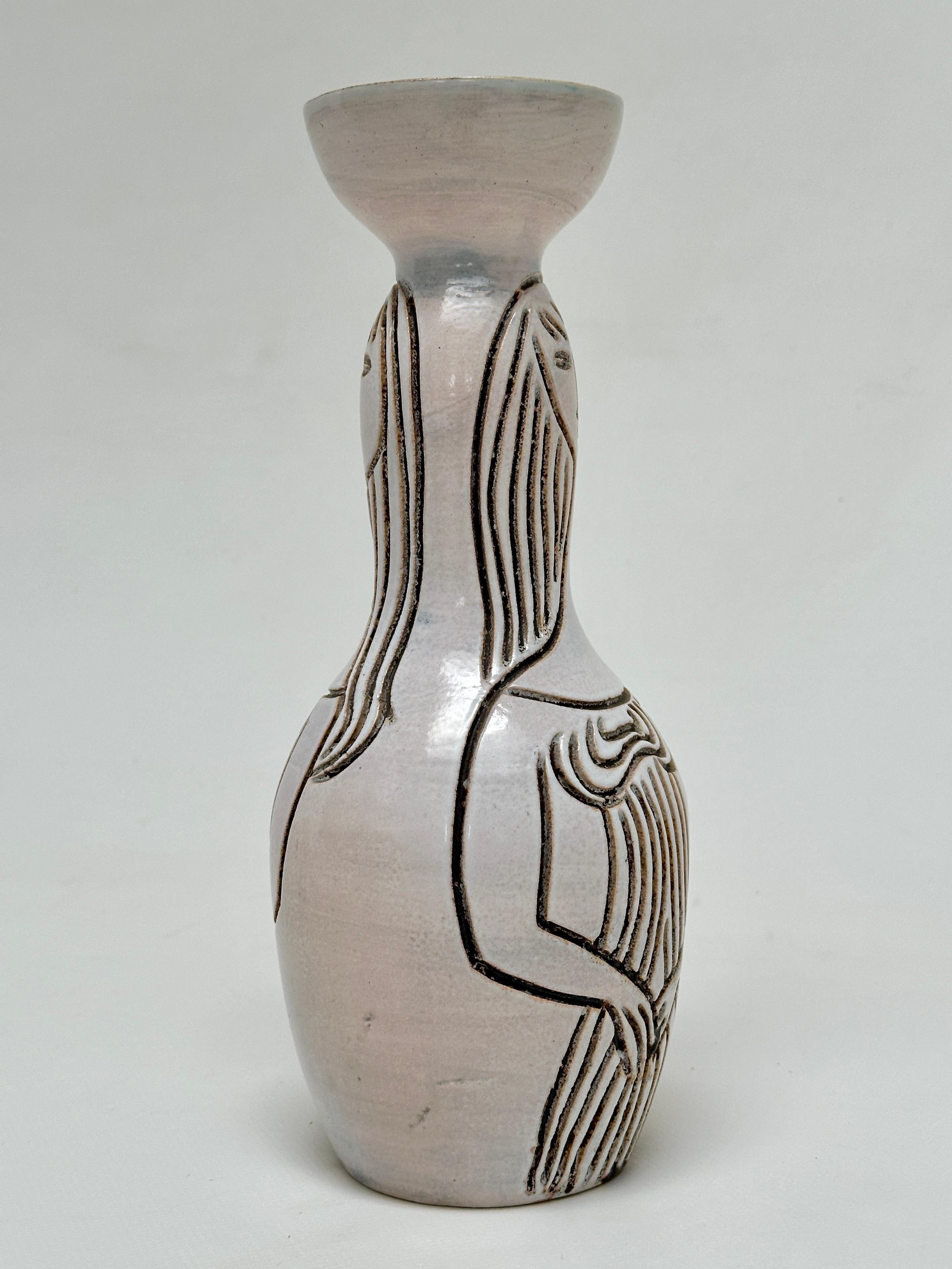 Glazed Bilobed Vase, Accolay, France c. 1960 For Sale
