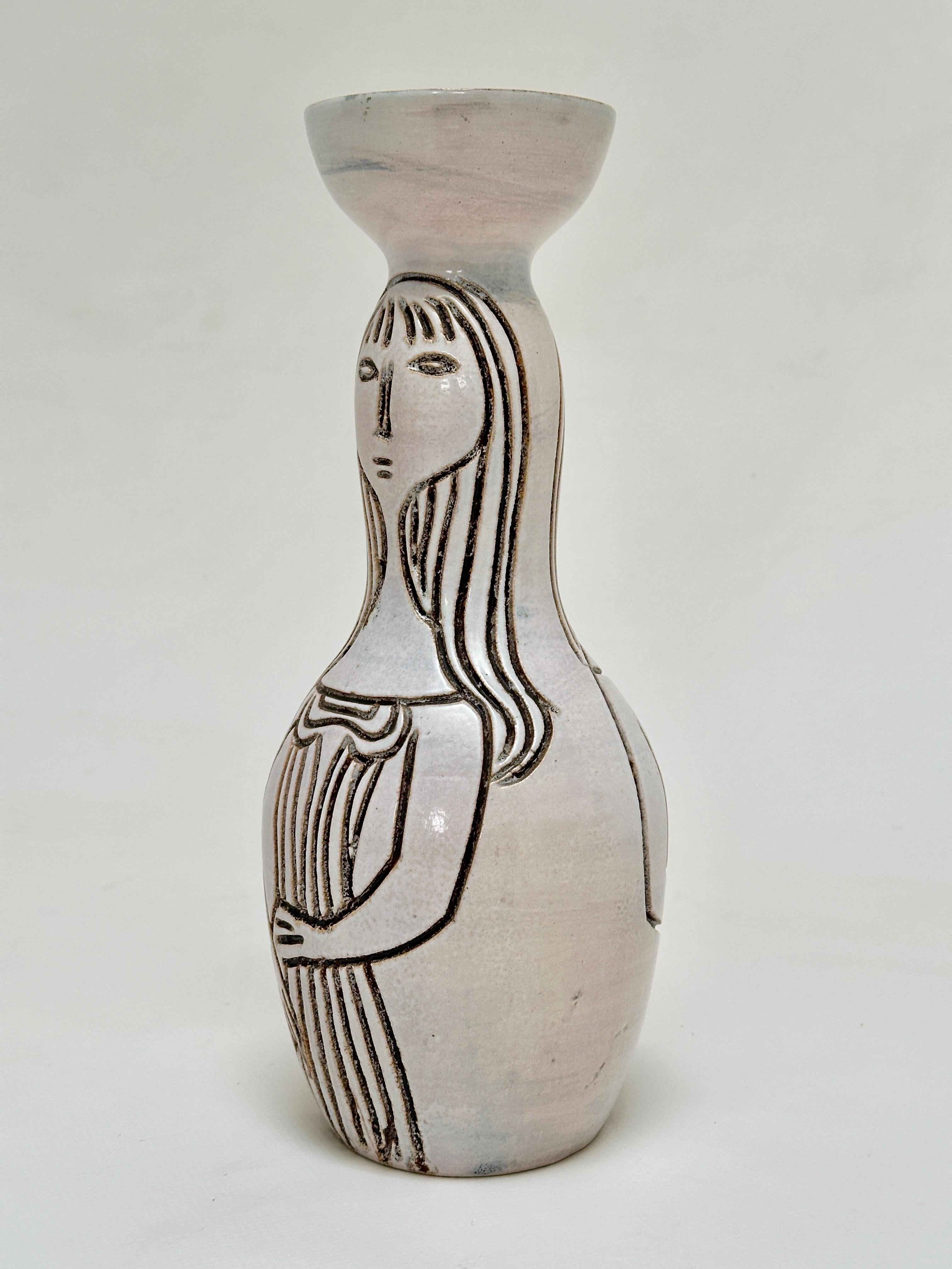 Bilobed Vase, Accolay, France c. 1960 In Excellent Condition For Sale In St Ouen, FR