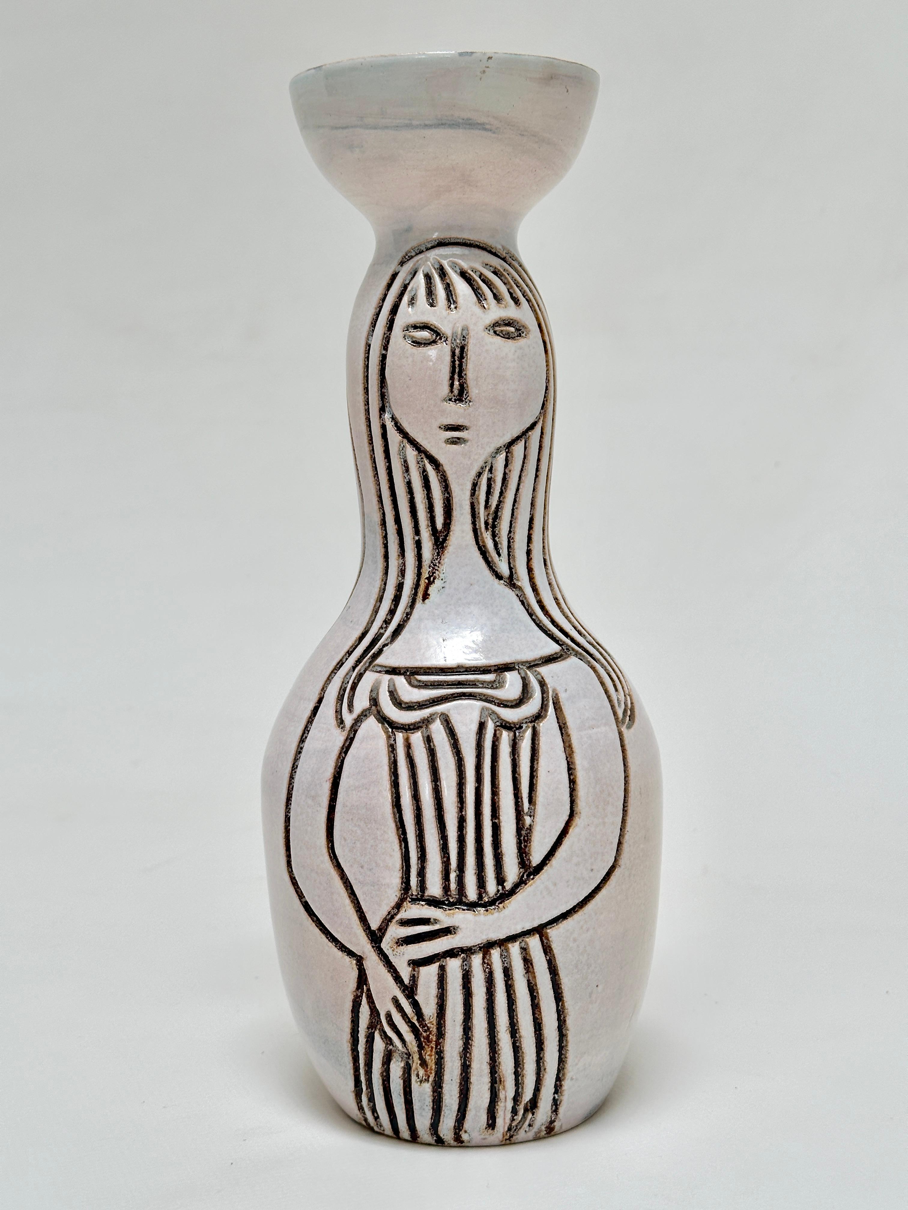 Mid-20th Century Bilobed Vase, Accolay, France c. 1960 For Sale