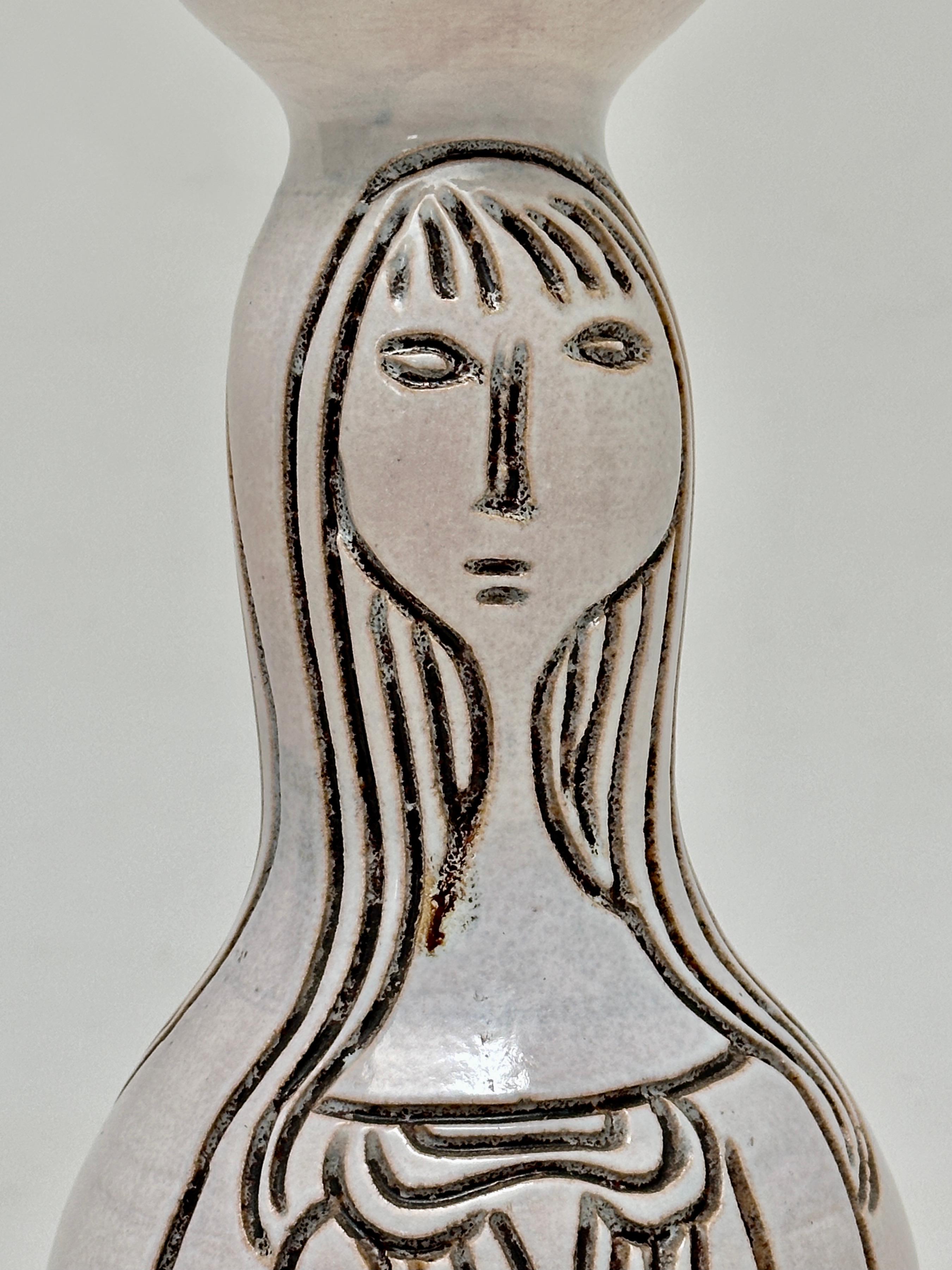 Ceramic Bilobed Vase, Accolay, France c. 1960 For Sale