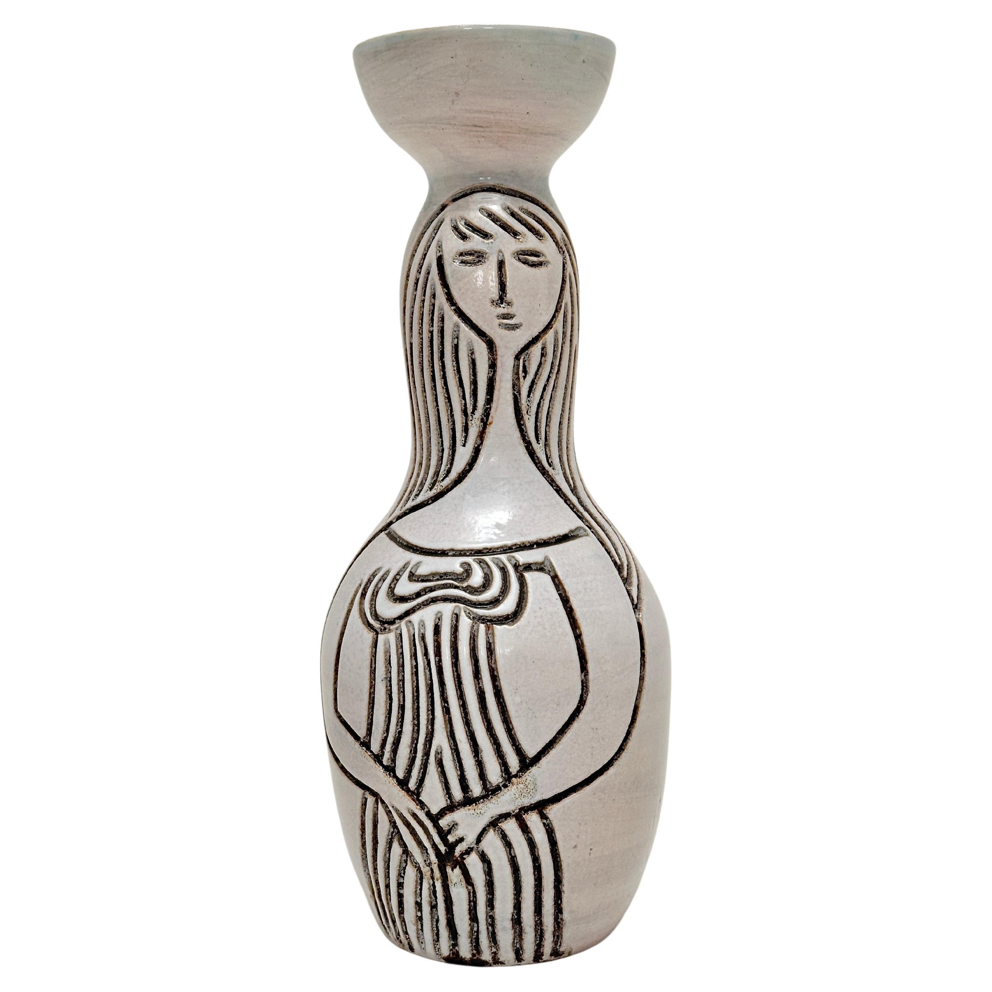 Bilobed Vase, Accolay, France c. 1960 For Sale