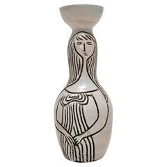 Vintage Bilobed Vase, Accolay, France c. 1960