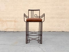 Biltmore Wrought Iron Art Deco Revival Stool by Marina McDonald Jazz Furniture