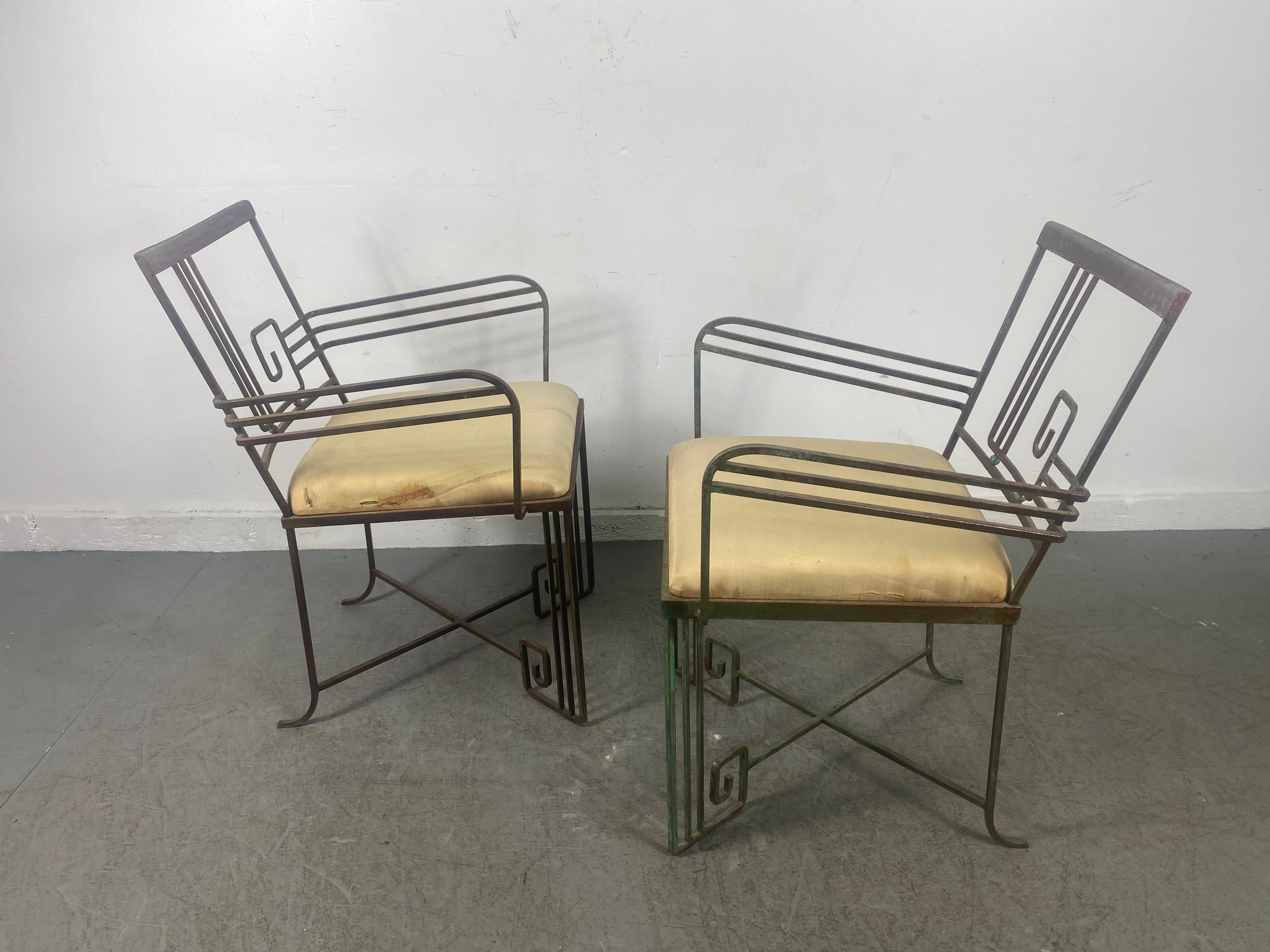 American ‘Biltmore’ Wrought Iron Chair's Marina McDonald Jazz Furniture Art Deco For Sale
