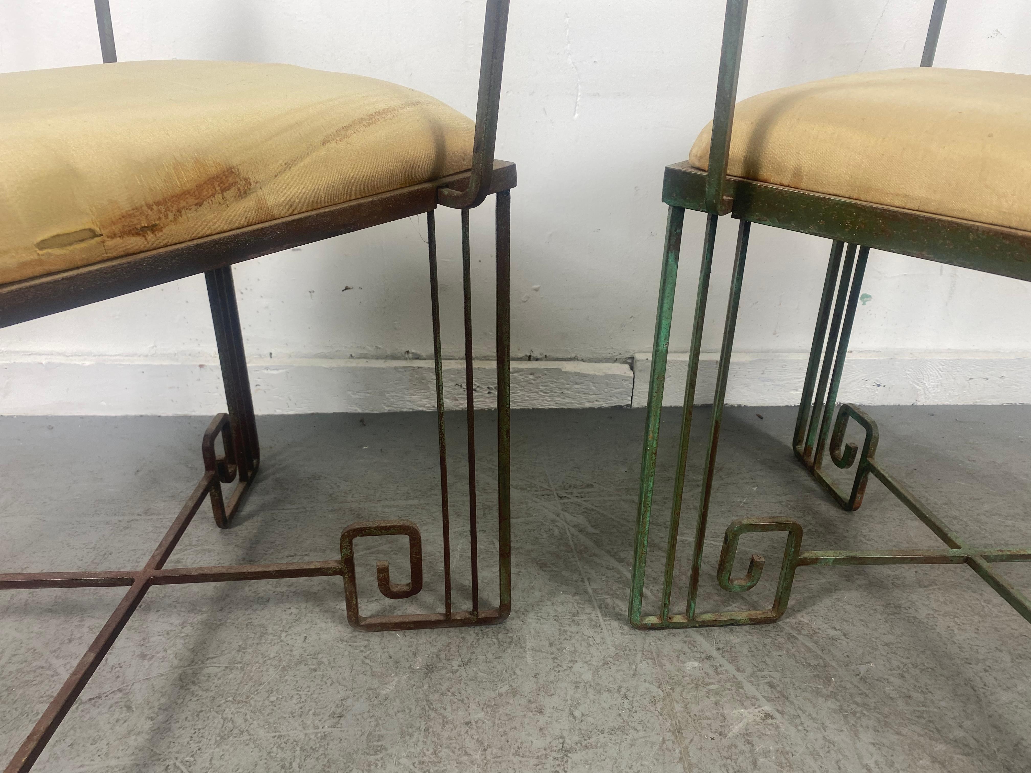 Fabric ‘Biltmore’ Wrought Iron Chair's Marina McDonald Jazz Furniture Art Deco For Sale