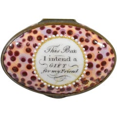 Bilton Enamel Patch Box, This Box I Intend a Gift for My Friend, circa 1775