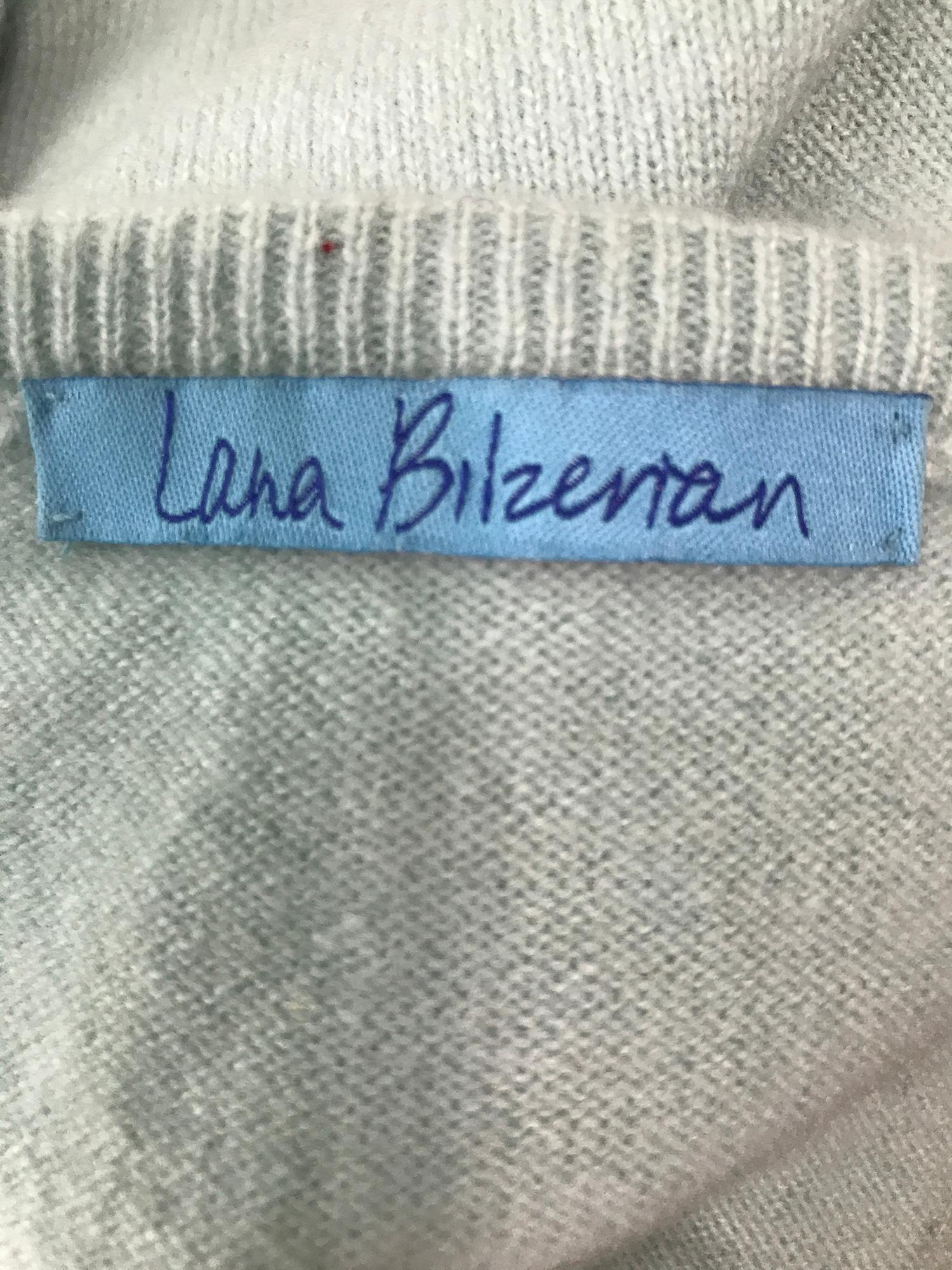 Bilzerian Hand Appliqued Blue Cashmere Cardigan Sweater 3