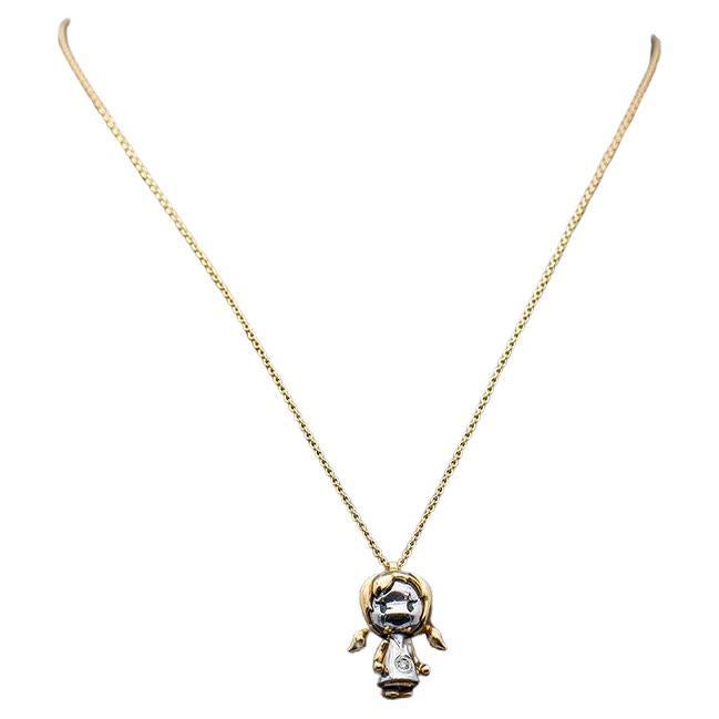 BIMBA Bicolour Pendant Necklace with Chain For Sale