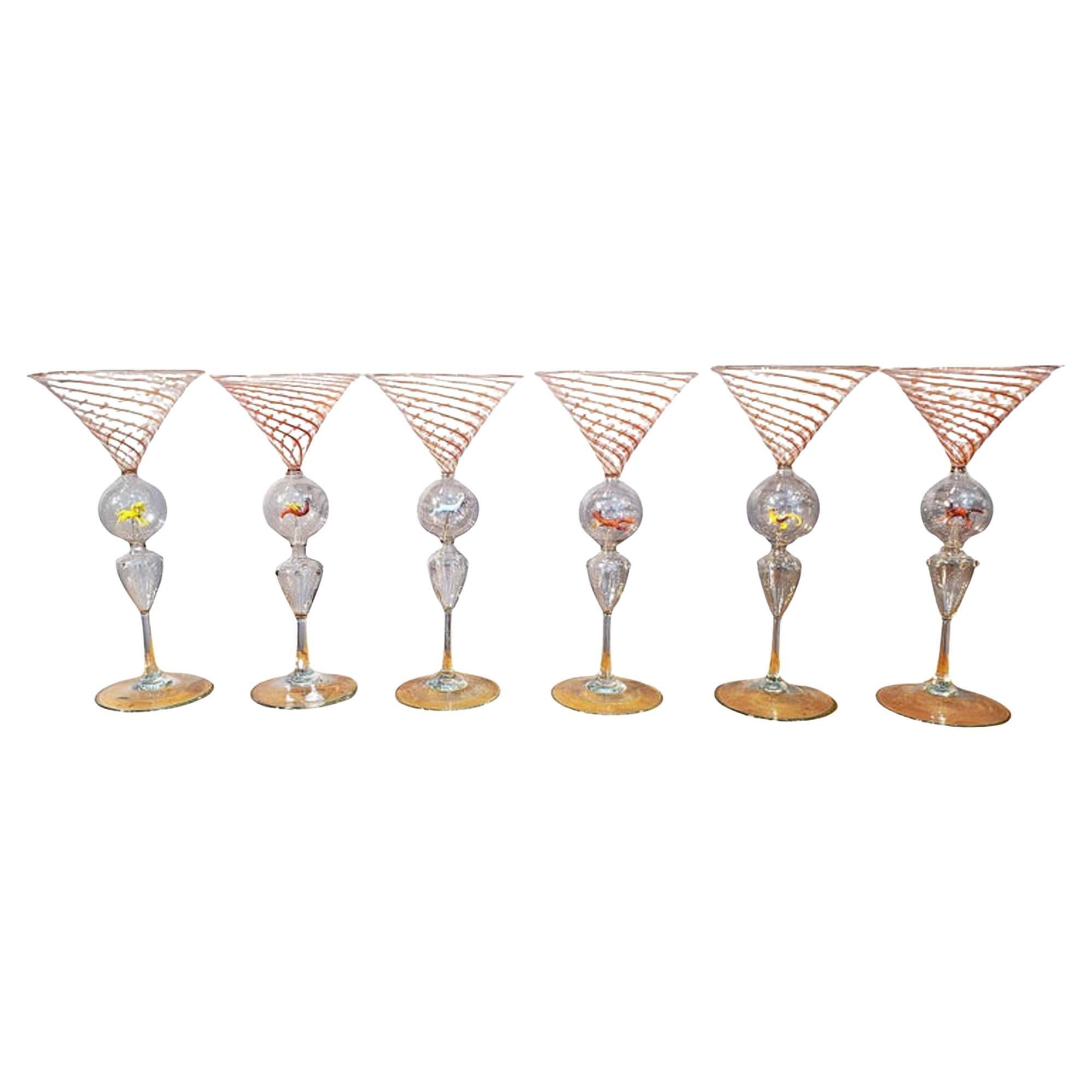 Bimini Animal Martini Cocktail Glasses- Set of Four