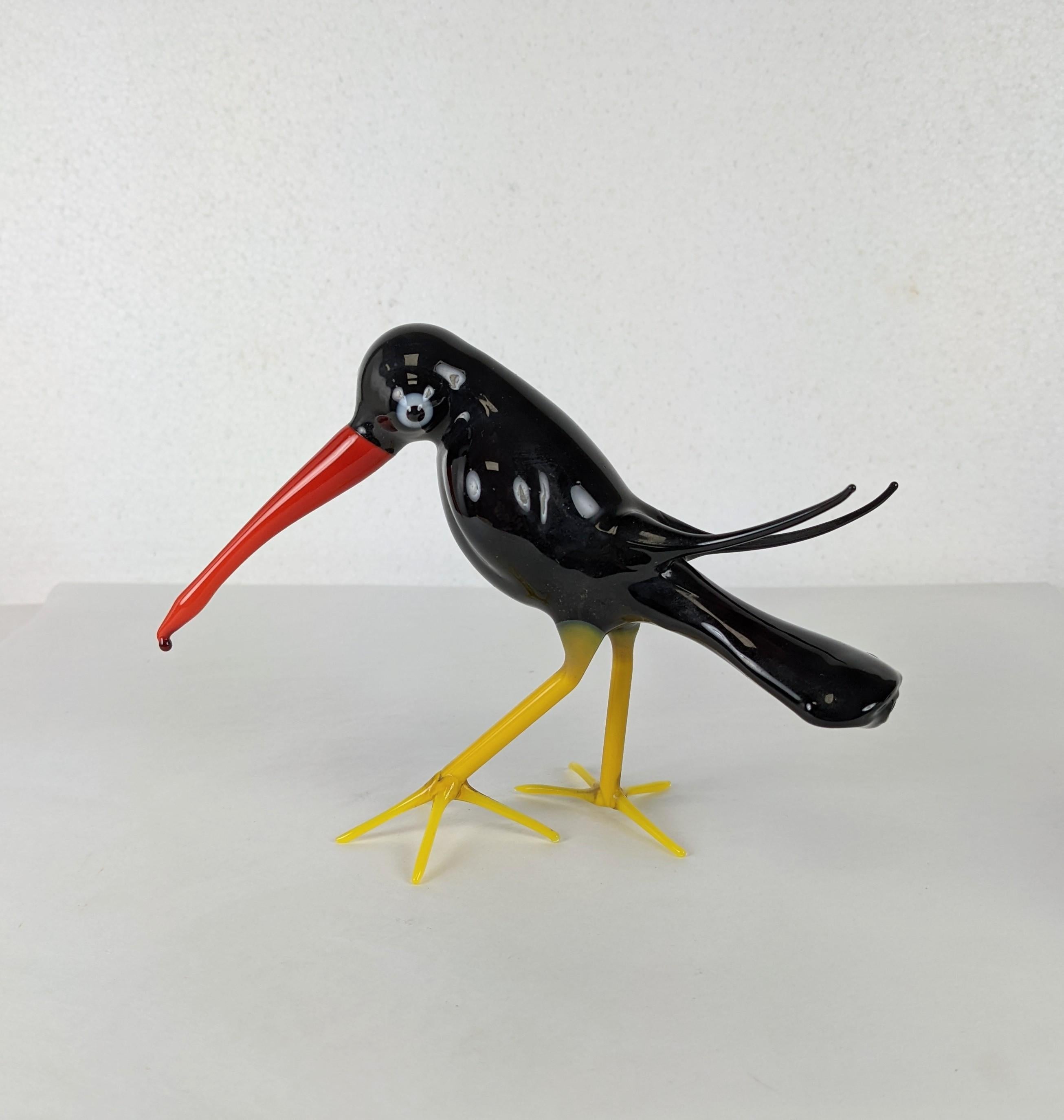 Art Deco Bimini Glass Exotic Cartoon Bird For Sale