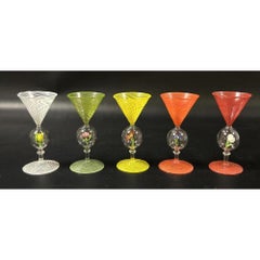 Bimini Werkstatte Venetian-style Glass Cordial Glasses with Flower Decoration