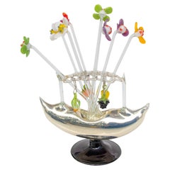 Bimini / Lauscha Mercury Glass Gondola Cocktail Stick Holder