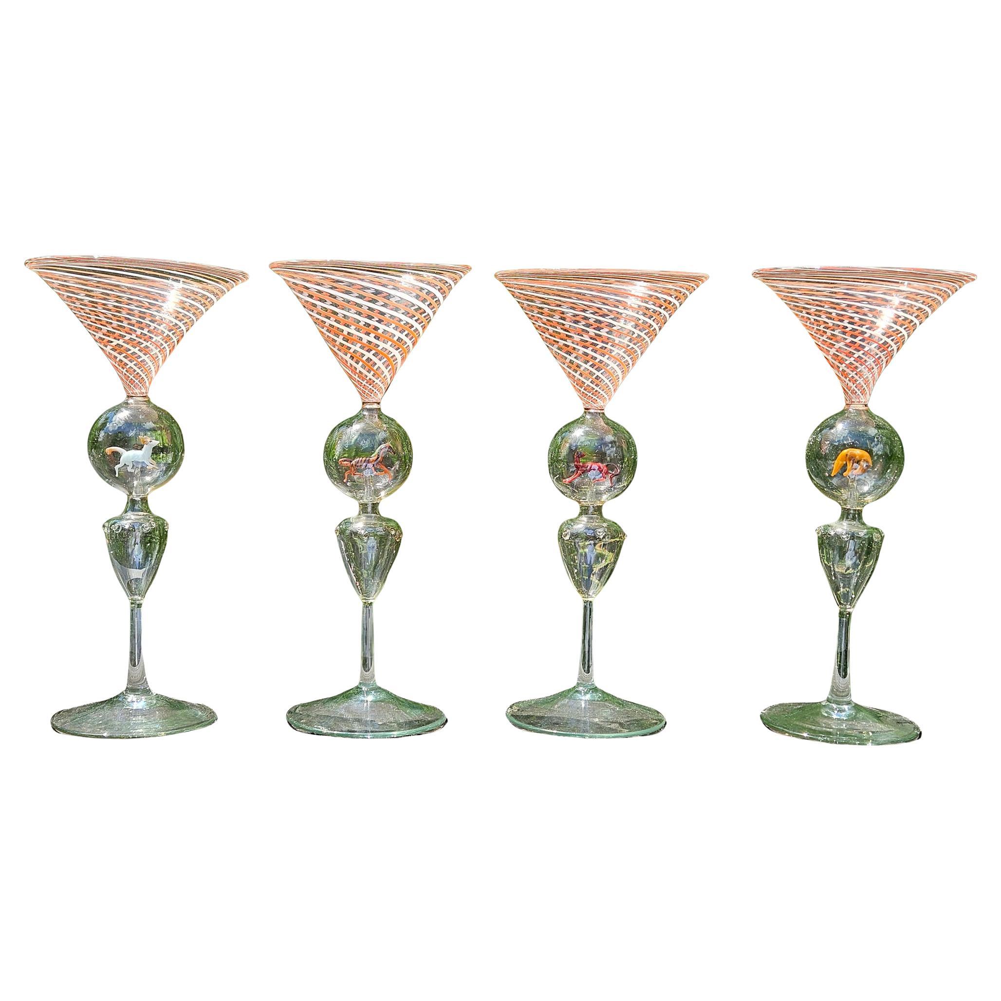 Copas de cóctel Bimini Martini con animales - Set de cuatro