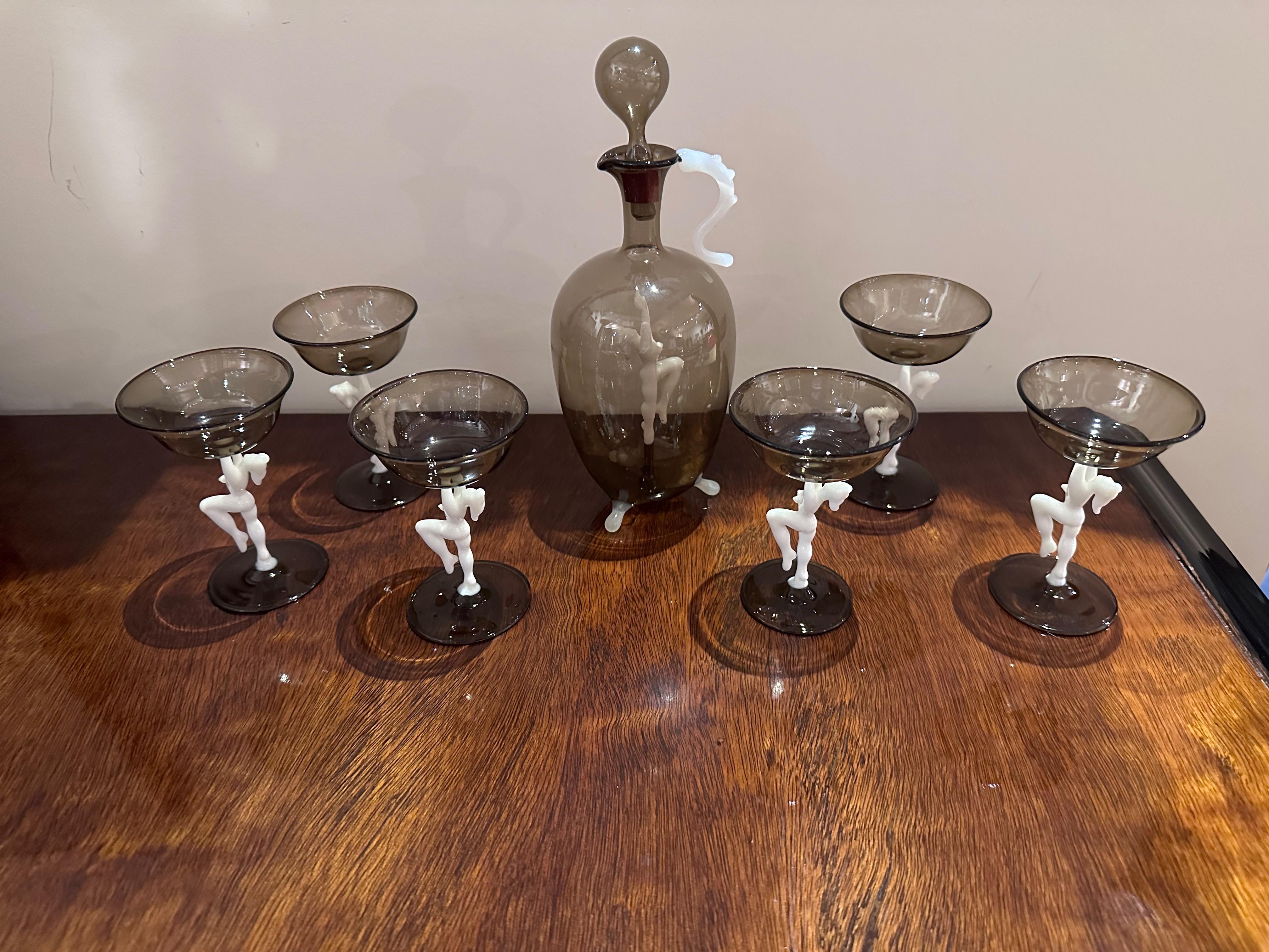 Bimini (Vienna) Complete Liqueur Set Original Decanter and 6 Matching Glasses wi For Sale 3
