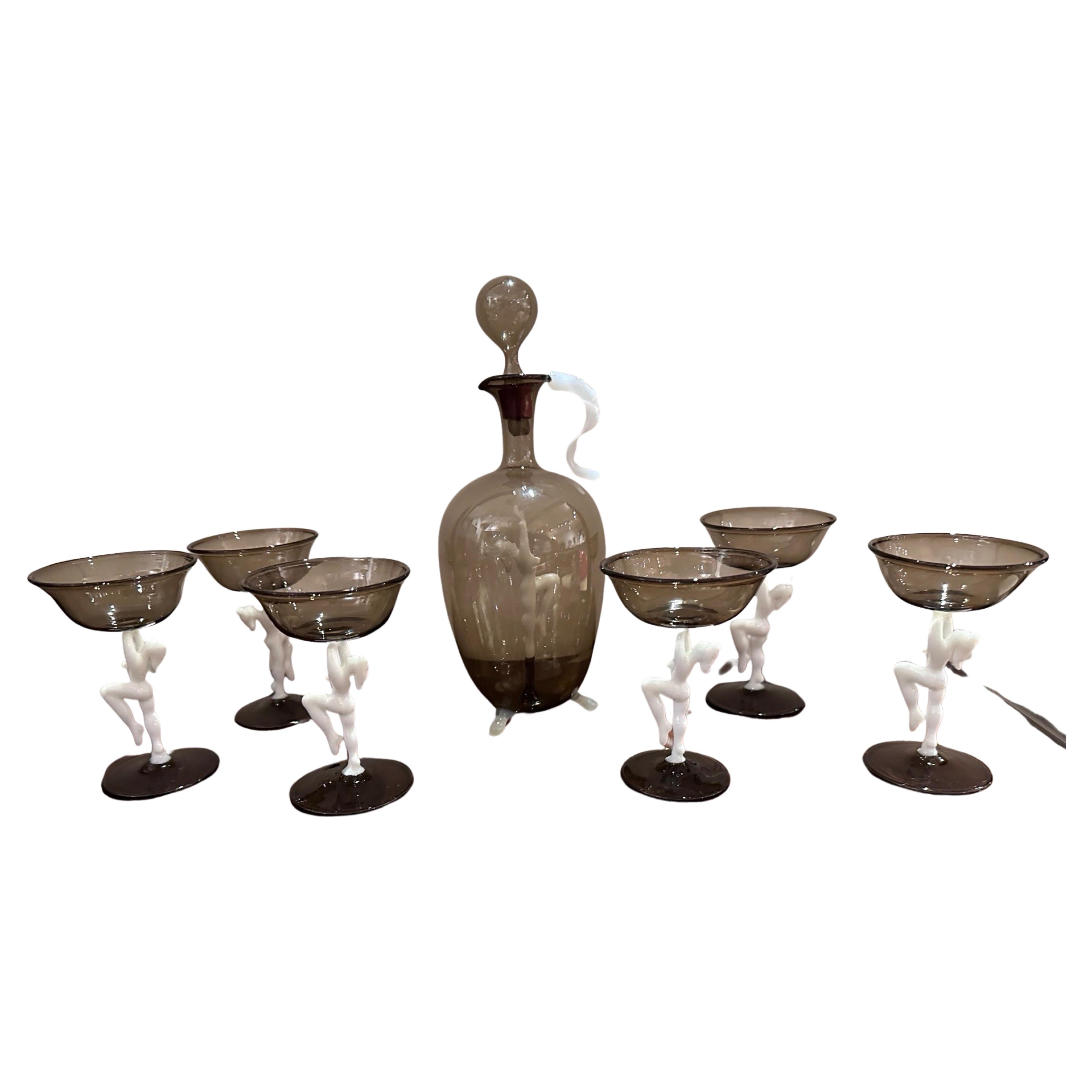 Bimini (Vienne) Set complet de liqueurs Carafe originale et 6 verres assortis wi en vente