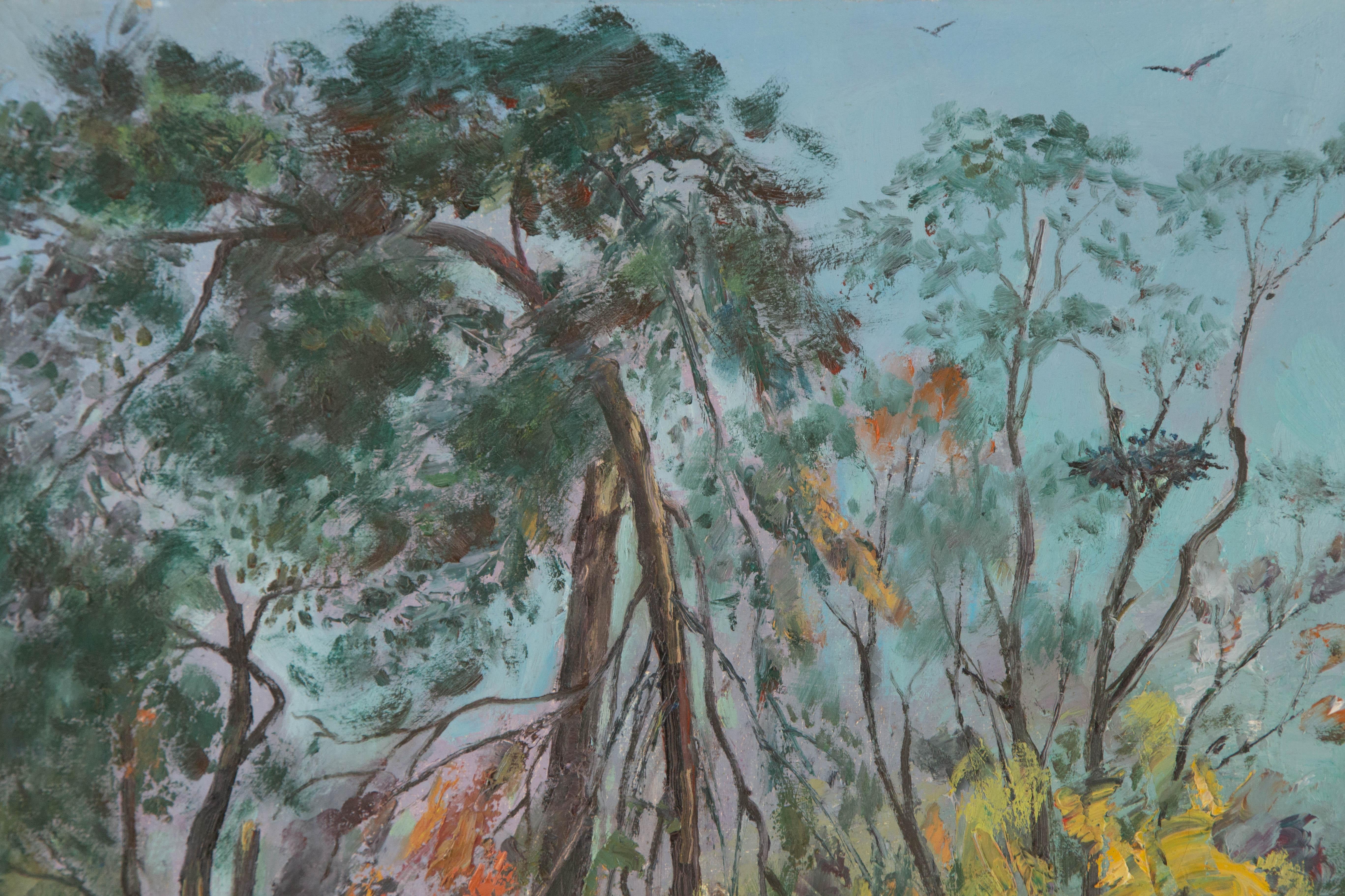 Bin Zhu Landschaft Original Öl auf Leinwand 