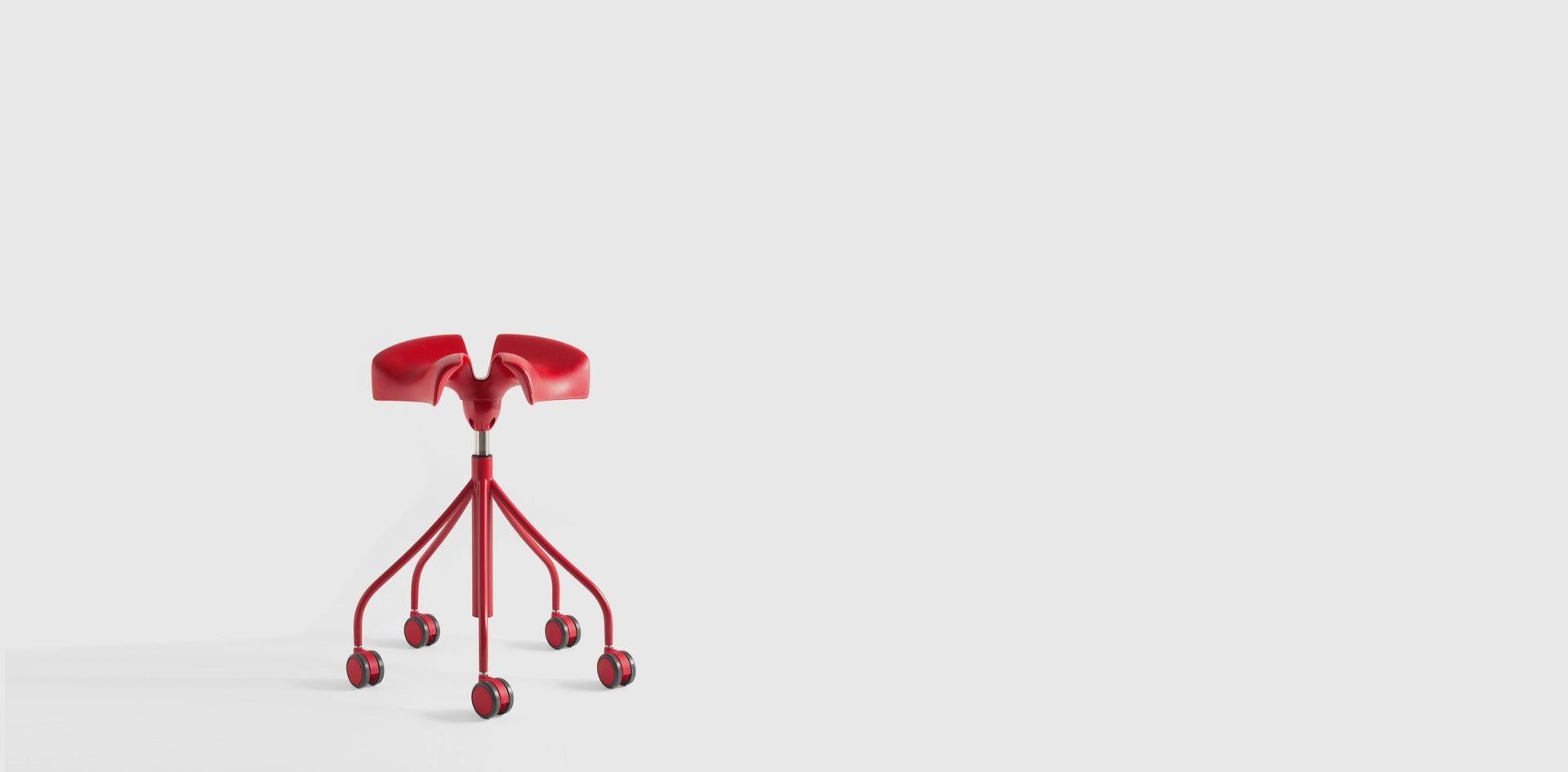 Contemporary Binaria Red Stool by Otto Canalda & Jordi Badia For Sale