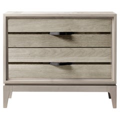 Binario Solid Wood Bedside table, Walnut in Natural Grey Finish, Contemporary