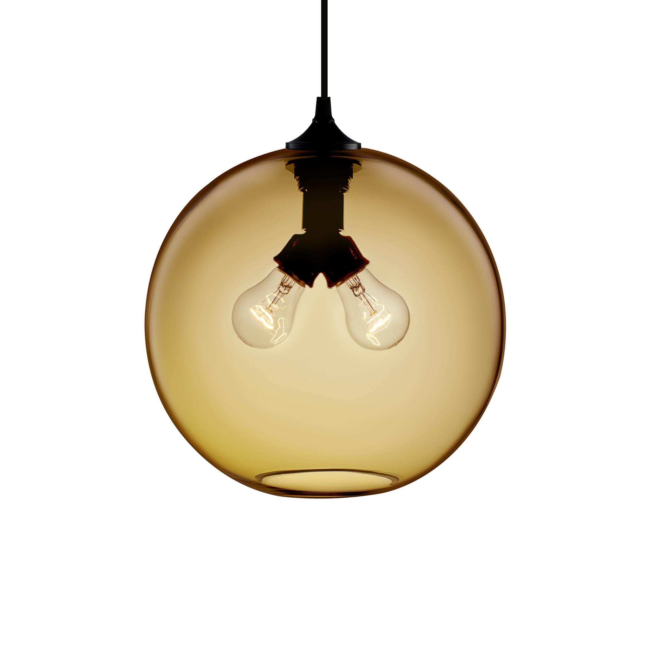 Binary Amber Handblown Modern Glass Pendant Light, Made in the USA For Sale 1