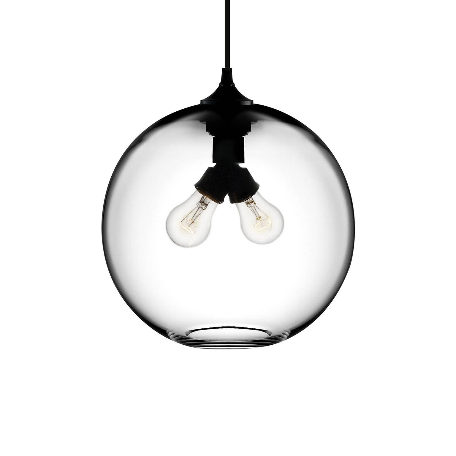 American Binary Gray Handblown Modern Glass Pendant Light, Made in the USA For Sale