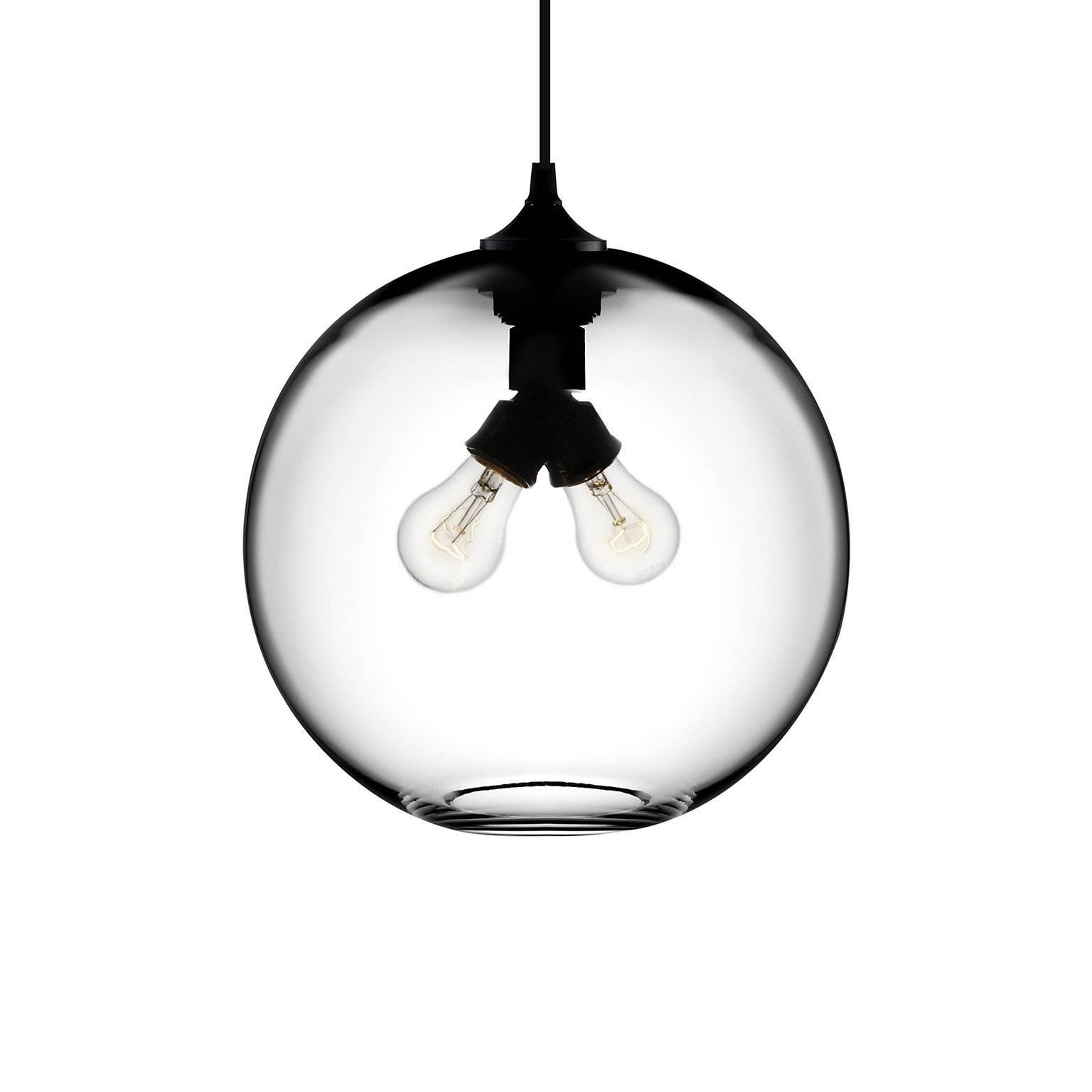 Binary Smoke Handblown Modern Glass Pendant Light, Made in the USA In New Condition For Sale In Beacon, NY