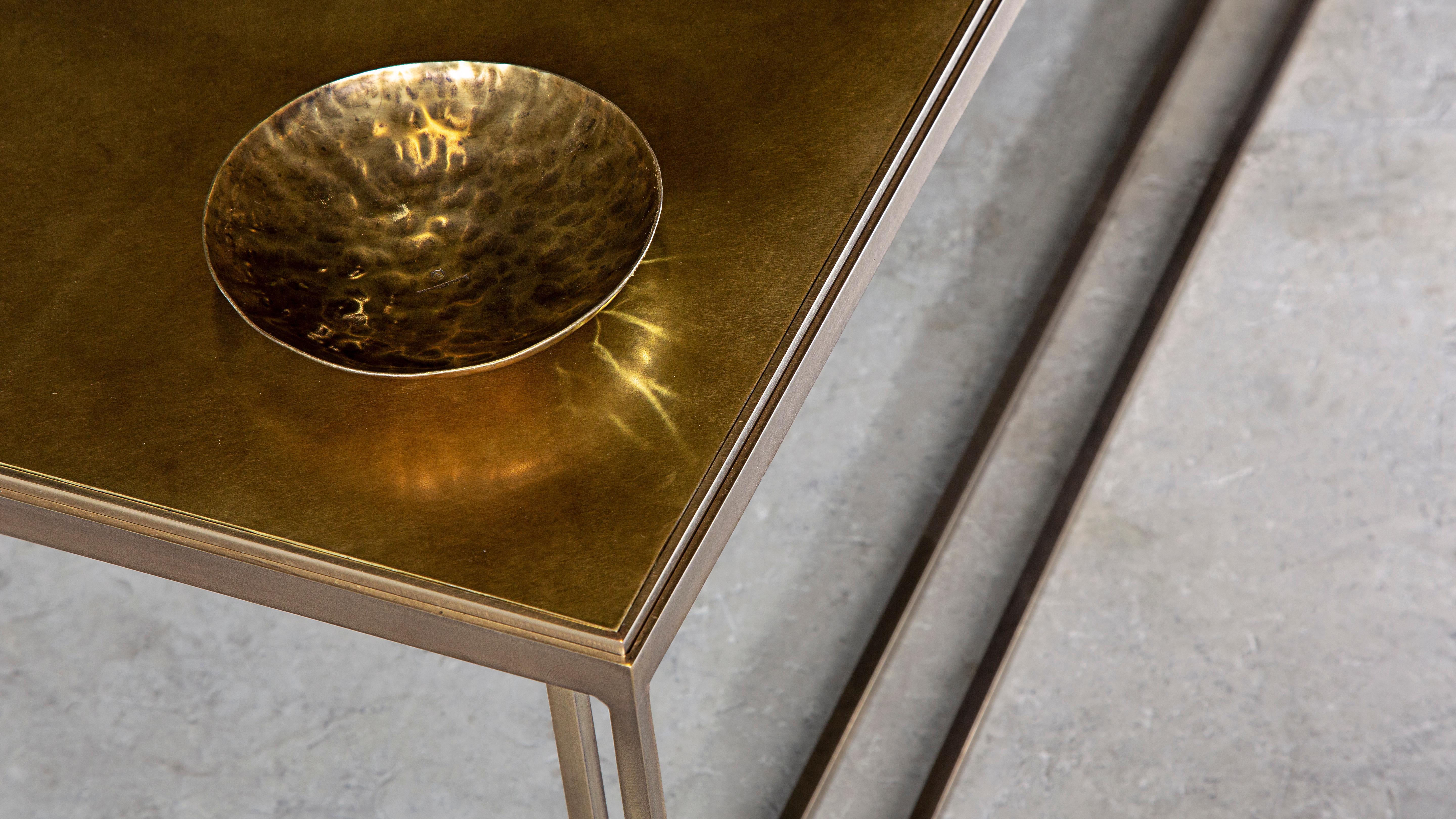 Hand-Crafted Binate Coffee Table — Extra Large — All Patinated Brass — Made in Britain For Sale