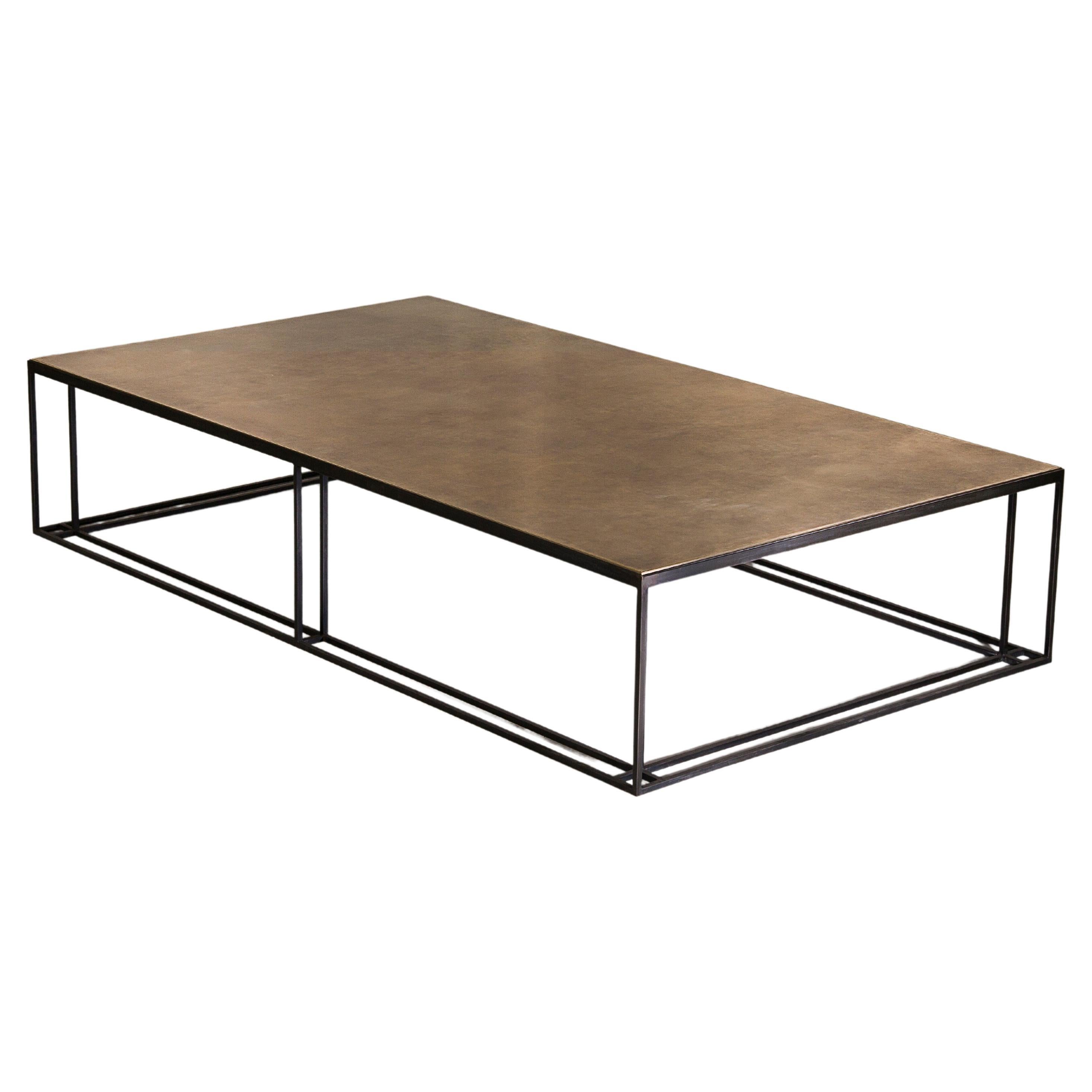 Binate Coffee Table — Extra Large — Blackened Steel Frame — Patinated Brass Top
