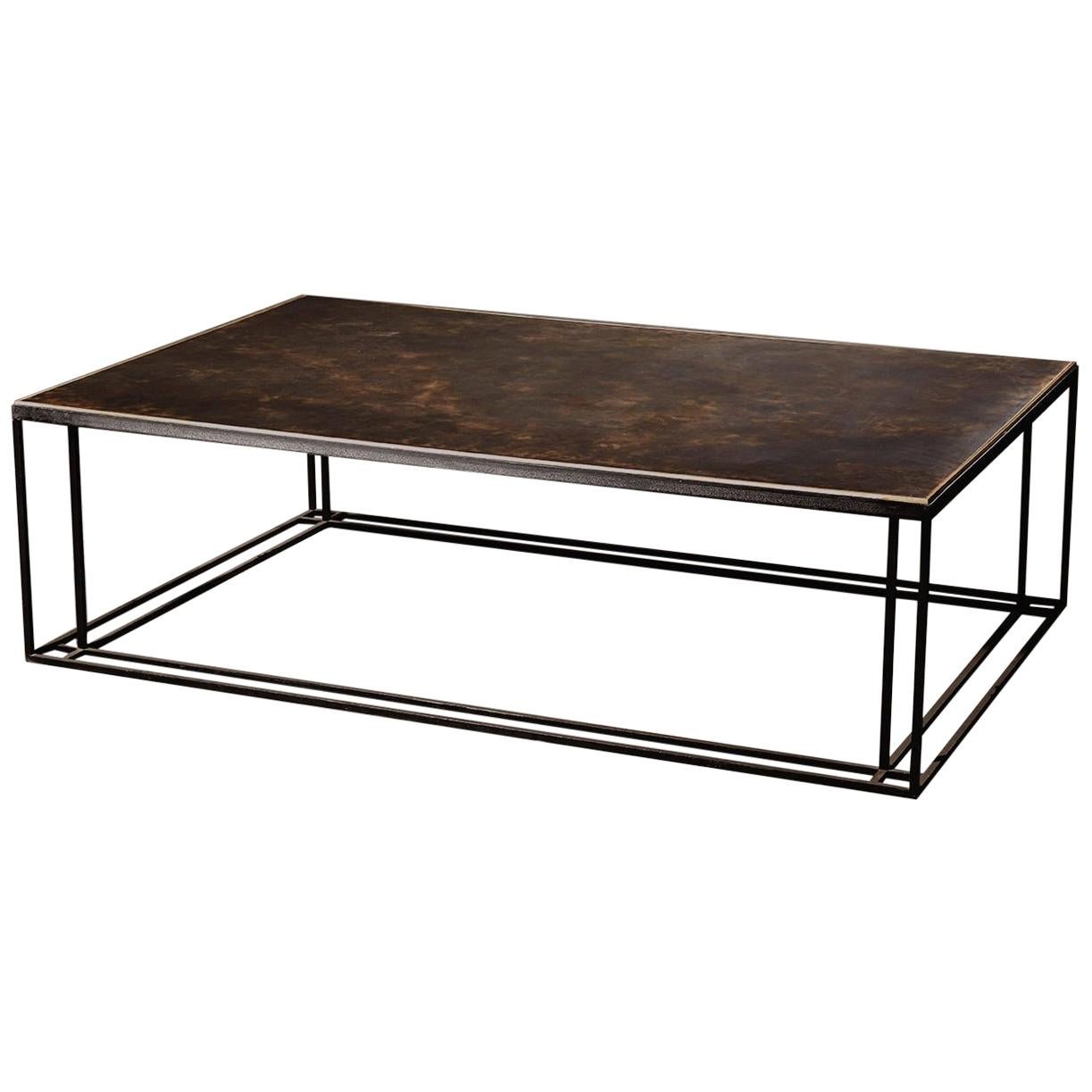 A coffee table in blackened steel and honed Cumbrian slate, with a polished brass trim. Hand crafted to order in the North. Bespoke finishes and sizes are available.

Measures: 120cm width x 80cm depth x 35cm height.
Custom finishes and sizes