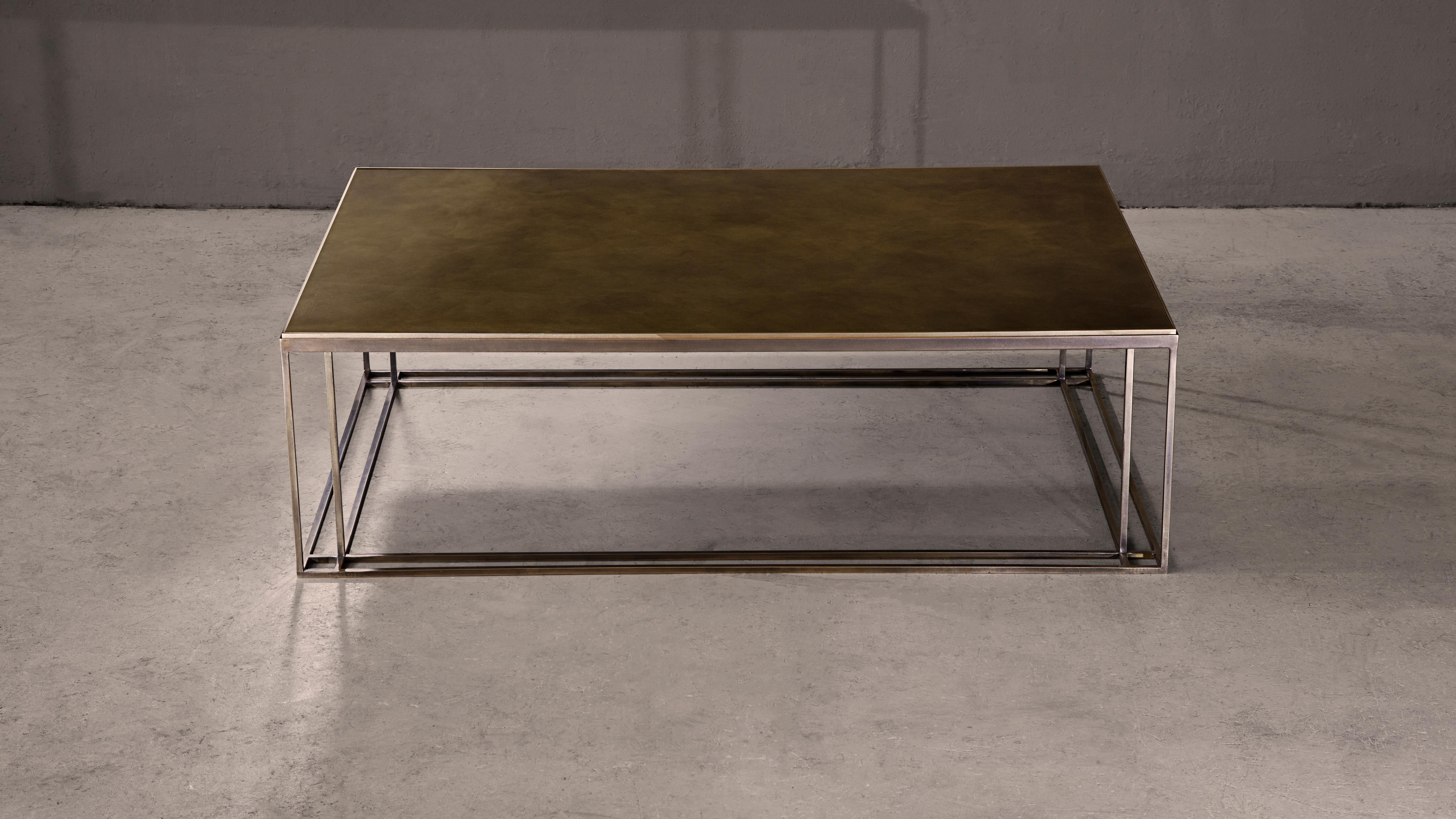 Art Deco Binate Coffee Table — Small — All Patinated Brass — Made in Britain For Sale