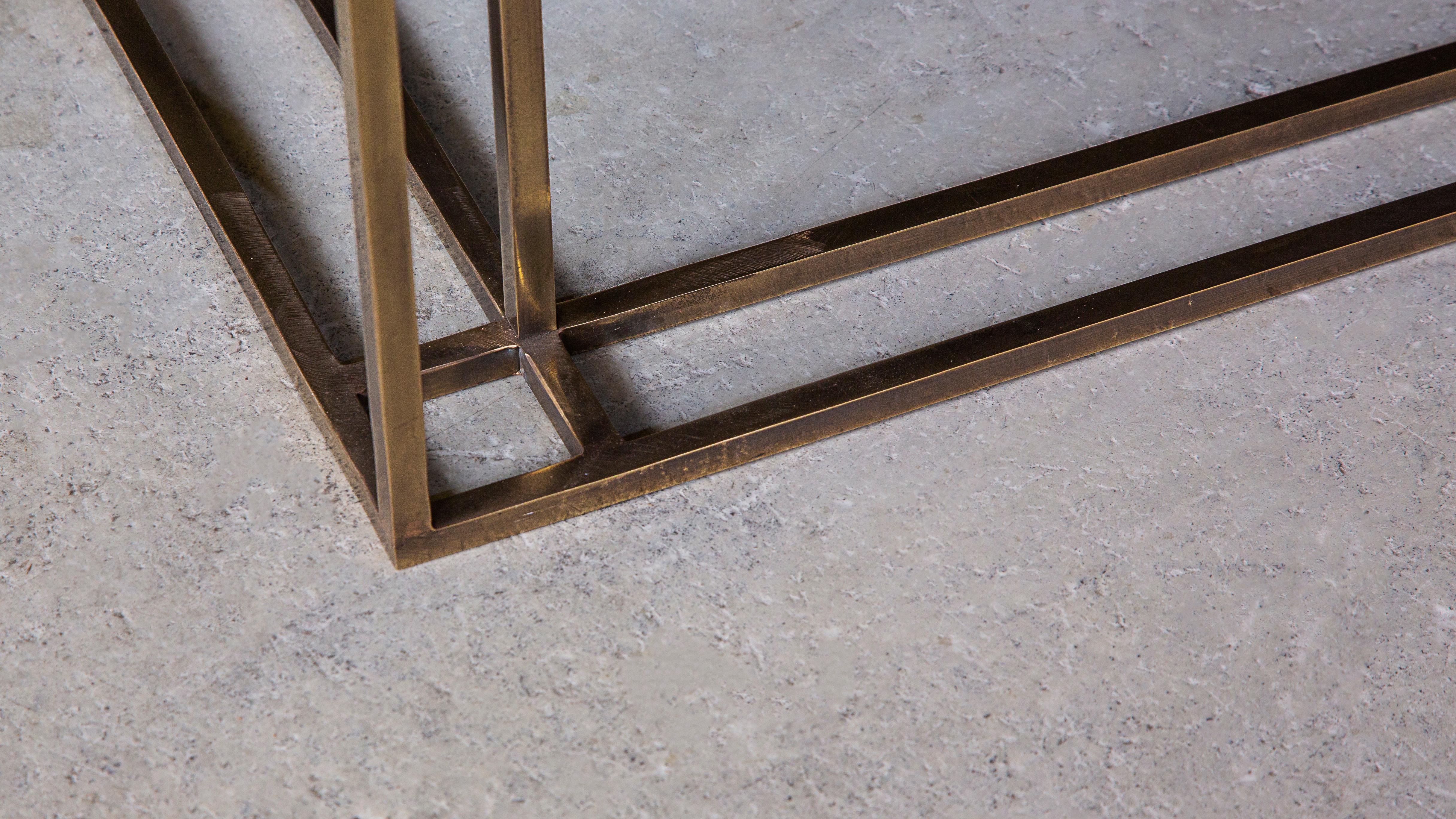 British Binate Coffee Table — Small — All Patinated Brass — Made in Britain For Sale
