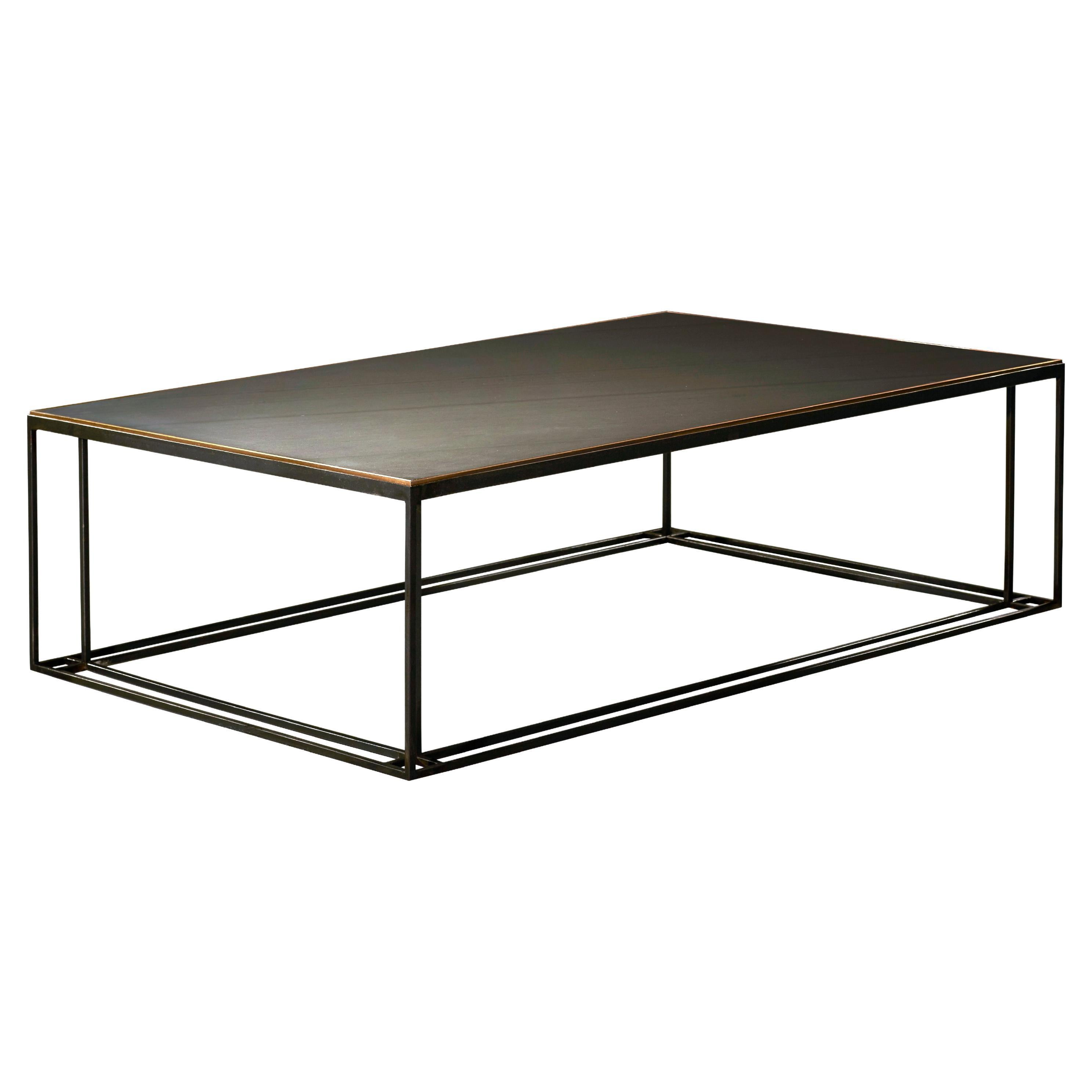 Binate Coffee Table — Small — Blackened Steel Frame — Honed Cumbrian Slate Top For Sale