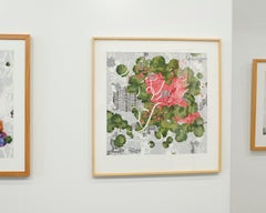 Let Me Wrap My Dream (Laissez-moi envelopper mon rêve) - Technique mixte contemporaine rouge + vert + noir + gris