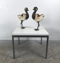 Binazzi Foresto Brass and Conch Shell Decorative Birds, Sculptures, Italy
