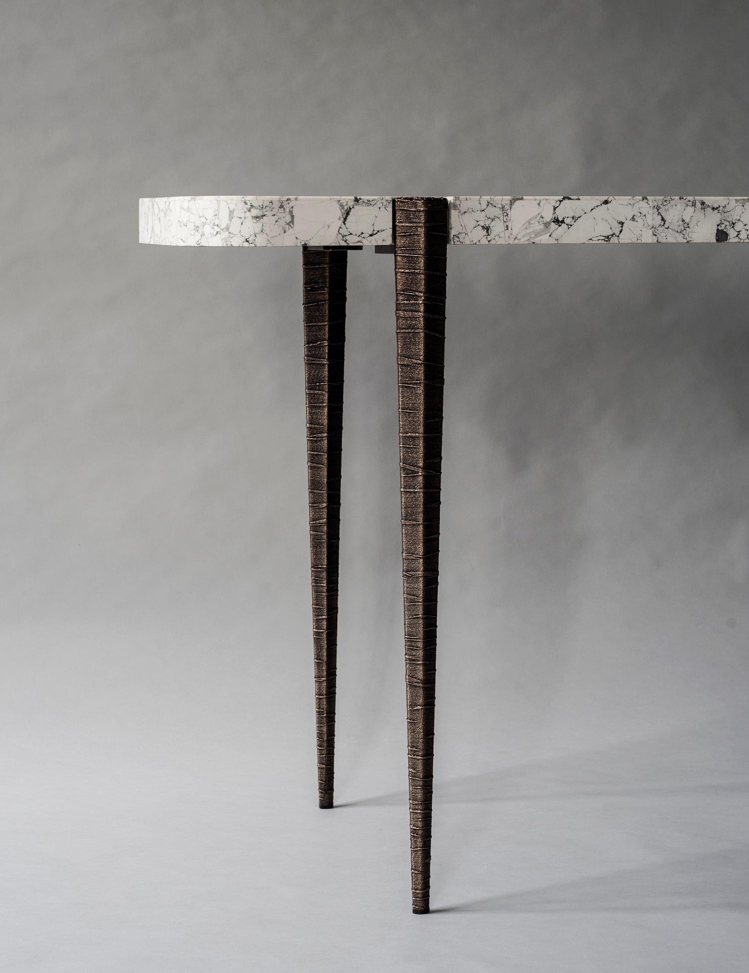 Bind Console by DeMuro Das in Howlite with Cast Antique Bronze Legs In New Condition For Sale In New York, NY
