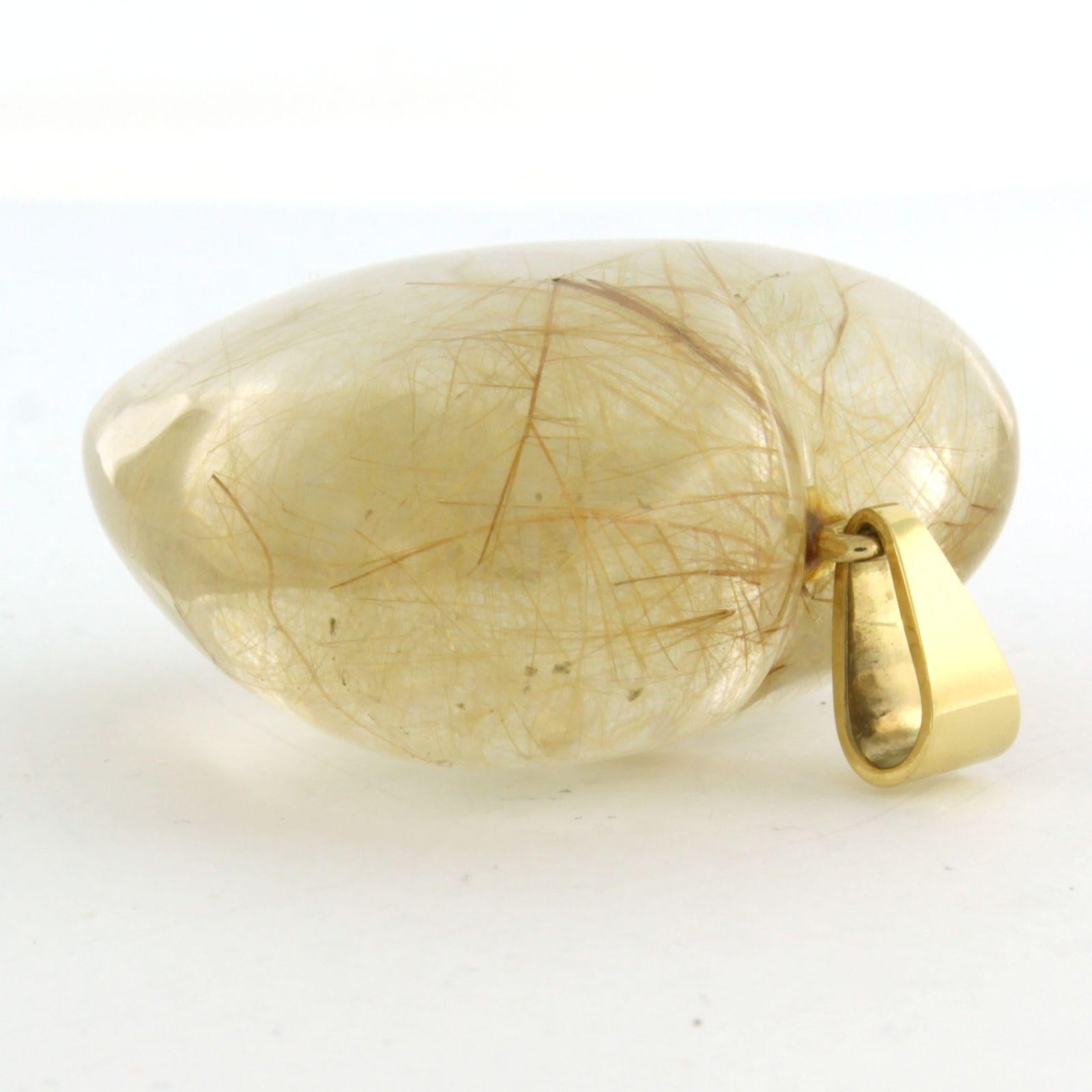 BINDER - 18k yellow gold heart-shaped pendant made of rock crystal with rutile inclusions

Detailed description

The pendant measures 5.6 cm long, 4.9 cm wide, and 2.3 cm thick.

Total weight: 64.2 grams

Set with:

- 1 x 4.5 cm x 4.7 cm