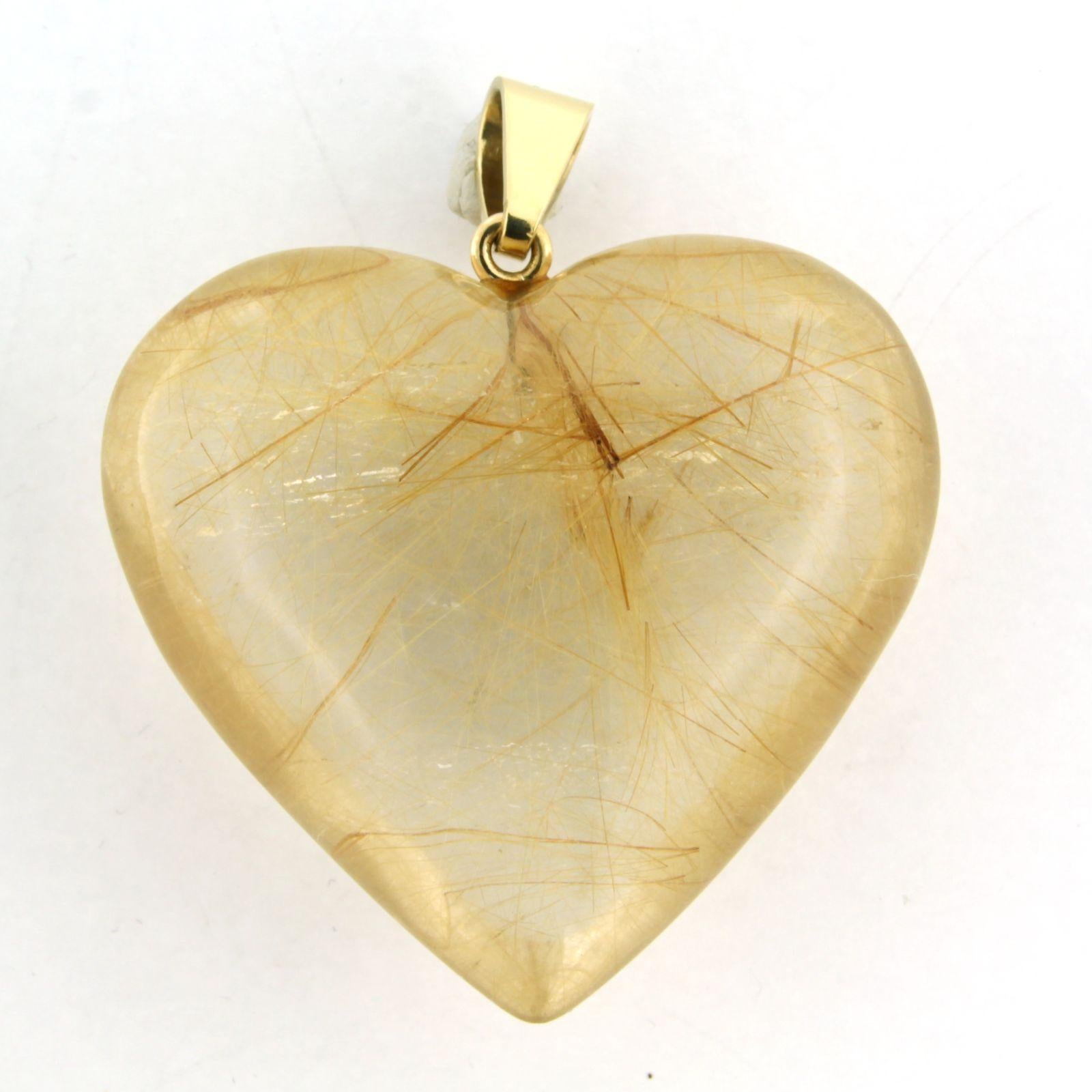 BINDER 18k gold heart-shaped pendant of rock crystal with rutile inclusions For Sale 1