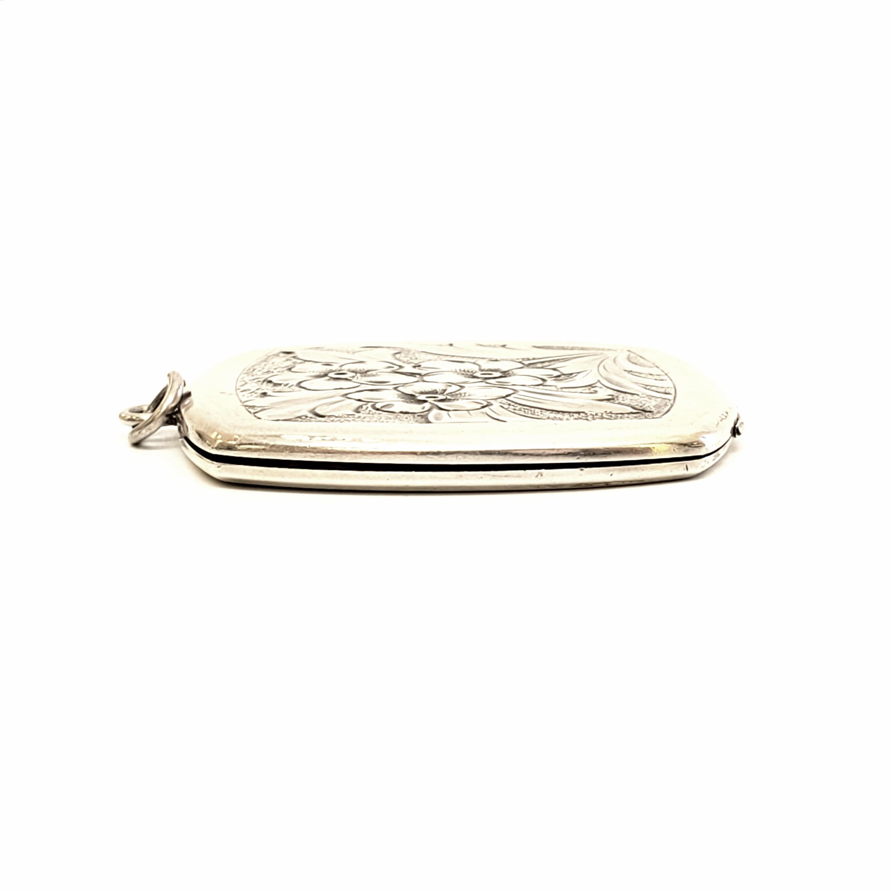 Binder Bros, Inc. Sterling Silver Square Floral Locket In Good Condition In Washington Depot, CT