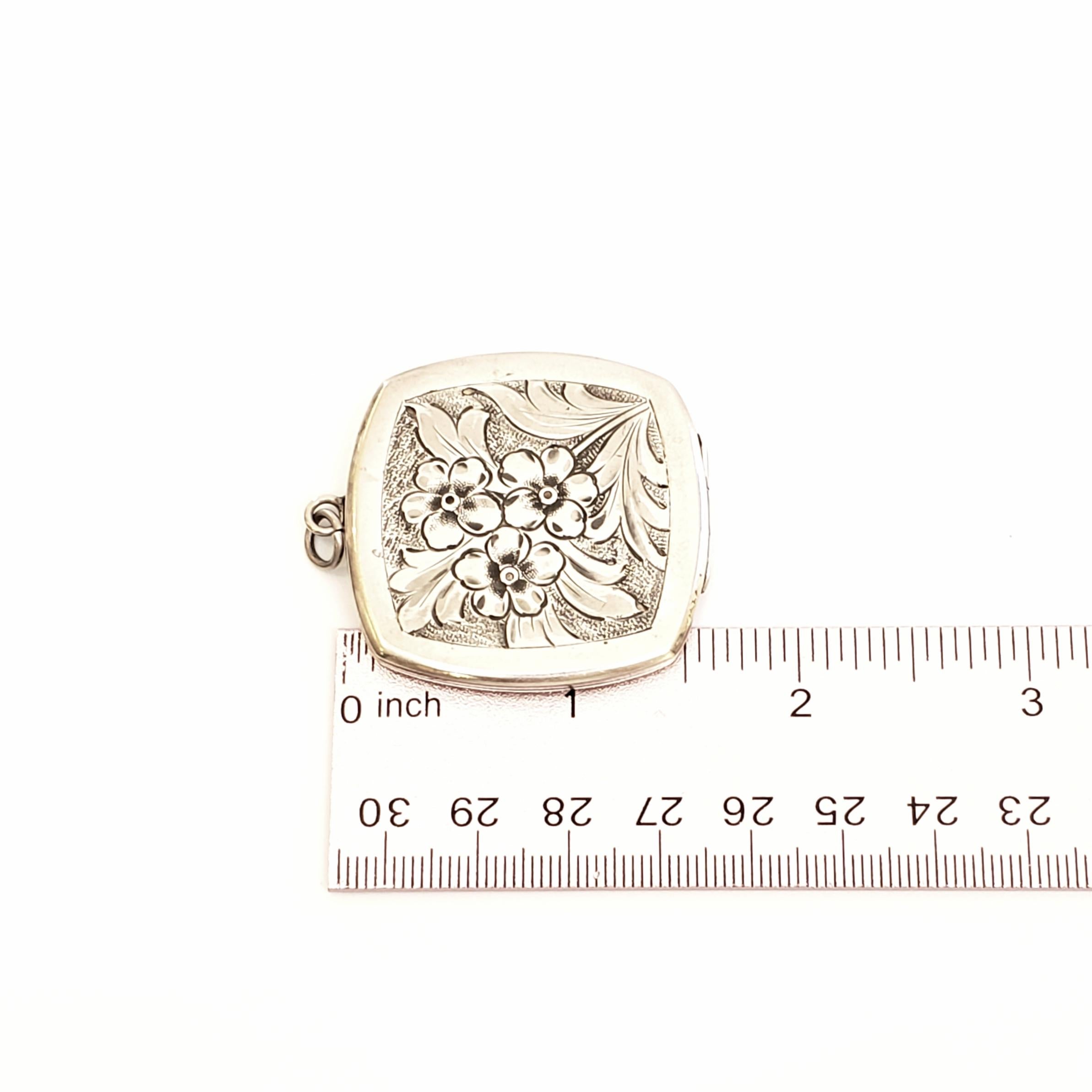 Binder Bros, Inc. Sterling Silver Square Floral Locket 4