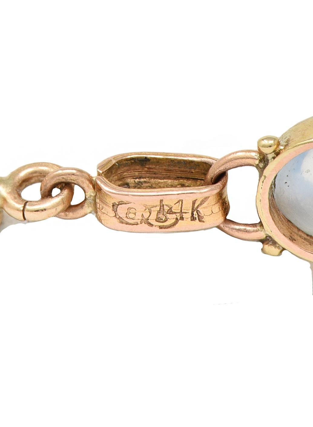 Binder Bros. Retro Moonstone 14 Karat Two-Tone Gold Vintage Link Bracelet 5