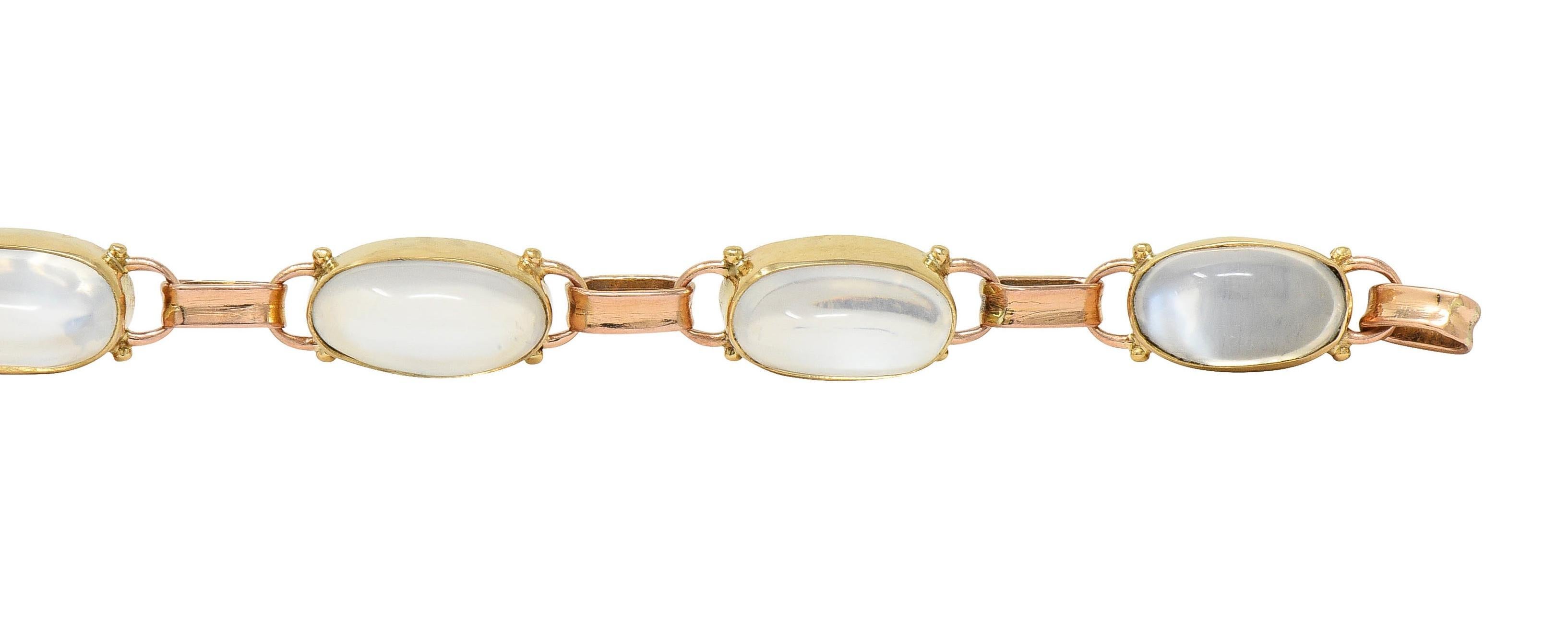 Binder Bros. Retro Moonstone 14 Karat Two-Tone Gold Vintage Link Bracelet 1