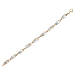 Binder Bros. Retro Moonstone 14 Karat Two-Tone Gold Vintage Link Bracelet