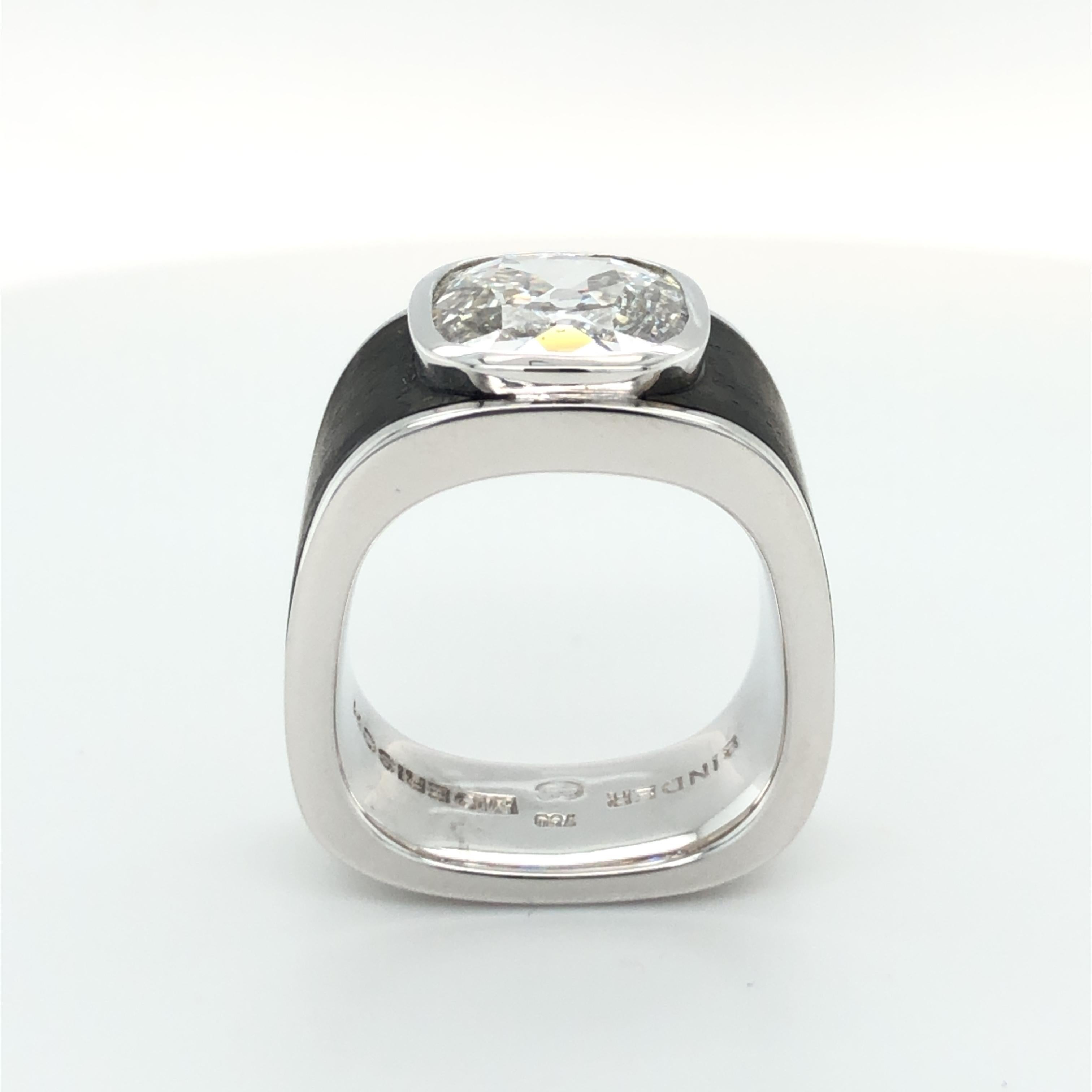 Binder Moerisch 3.41 Carat Diamond Ring in 18 Karat White Gold and Carbon 2