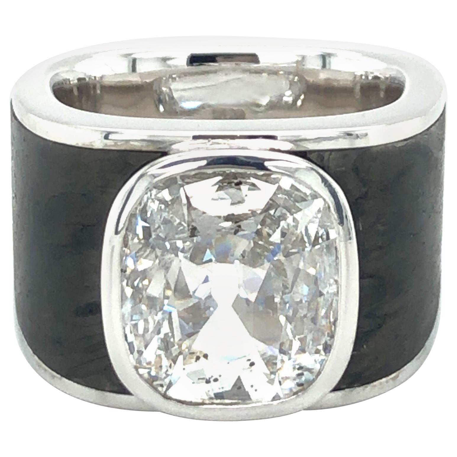Binder Moerisch 3.41 Carat Diamond Ring in 18 Karat White Gold and Carbon