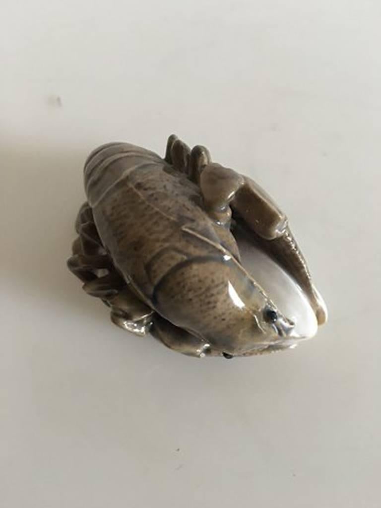 Bing & Grondahl Art Nouveau Figurine Crayfish/Lobster with Clam #1862 In Good Condition For Sale In Copenhagen, DK