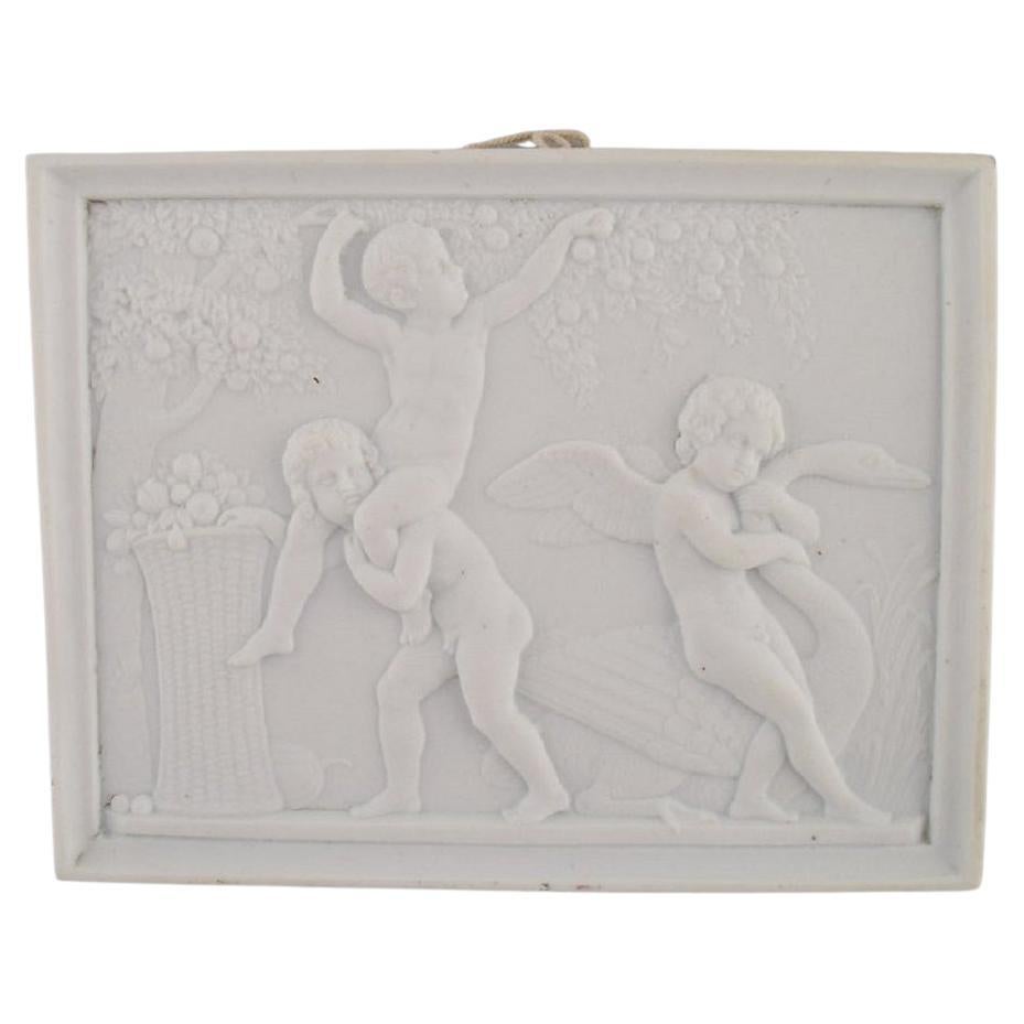 Bing and Grøndahl after Thorvaldsen, Antique Biscuit Wall Plaque with Putti