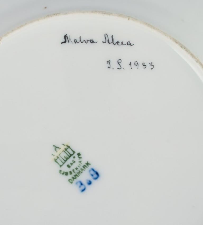 Danish Bing and Grøndahl, Four Porcelain Plates in Flora Danica Style